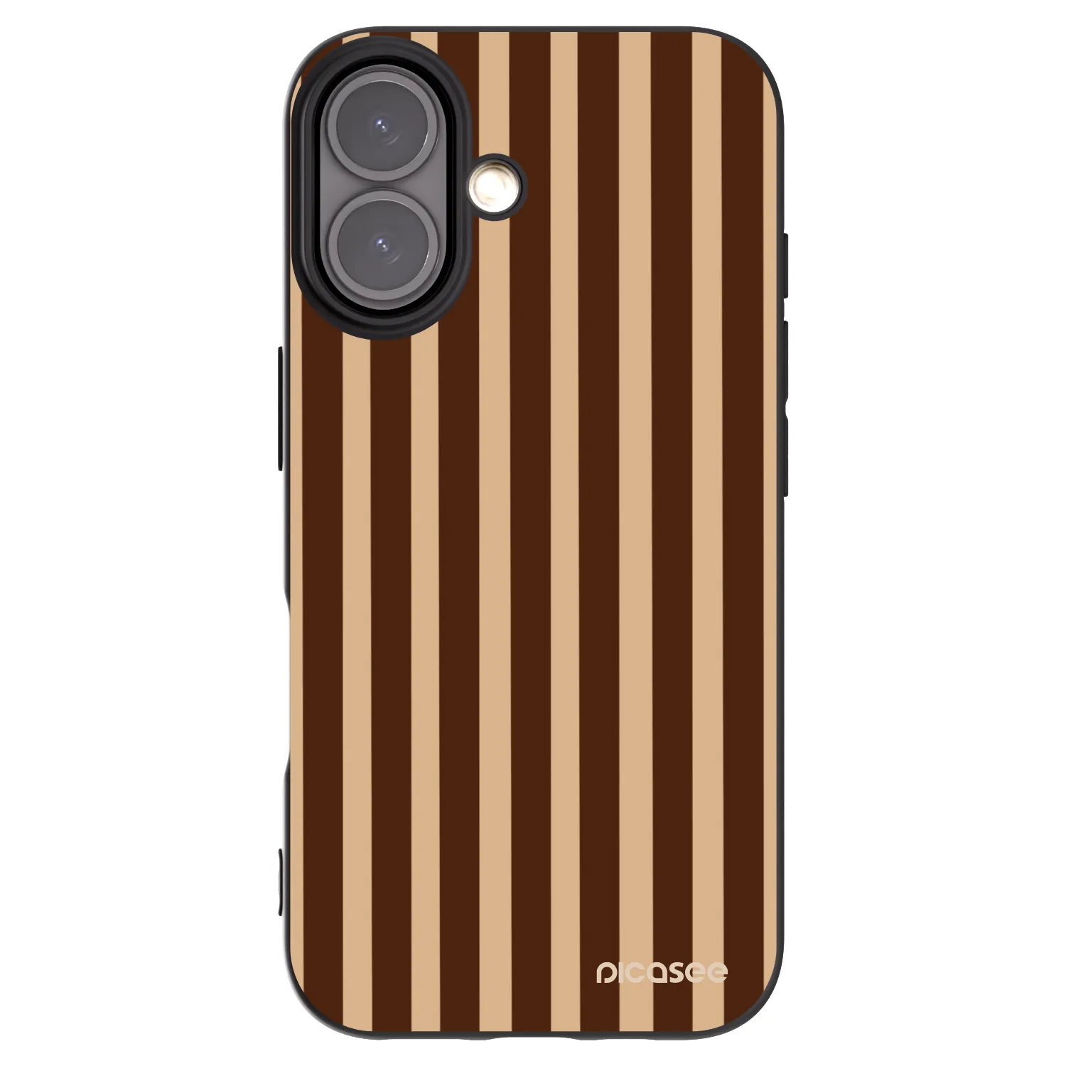 Picasee silikonowe czarne etui na Apple iPhone 16 - Brown lines