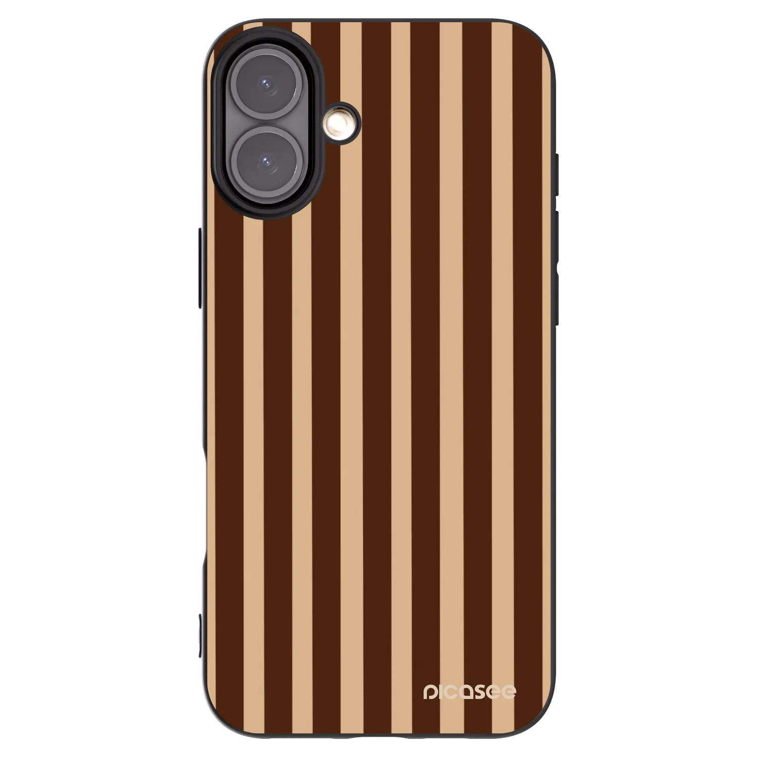 Picasee silikonowe czarne etui na Apple iPhone 16 Plus - Brown lines