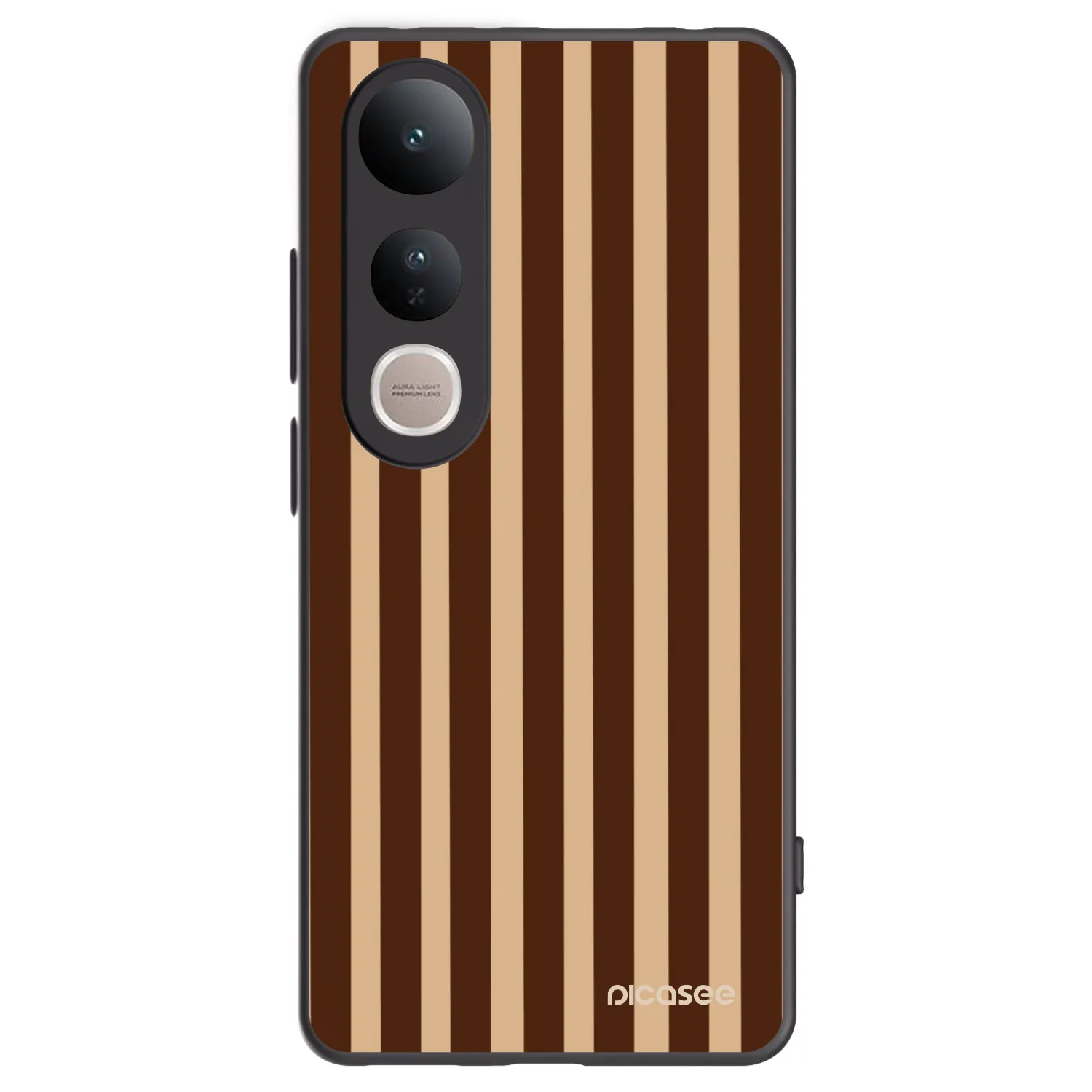 Picasee silikonowe czarne etui na Vivo V50 Lite 5G - Brown lines