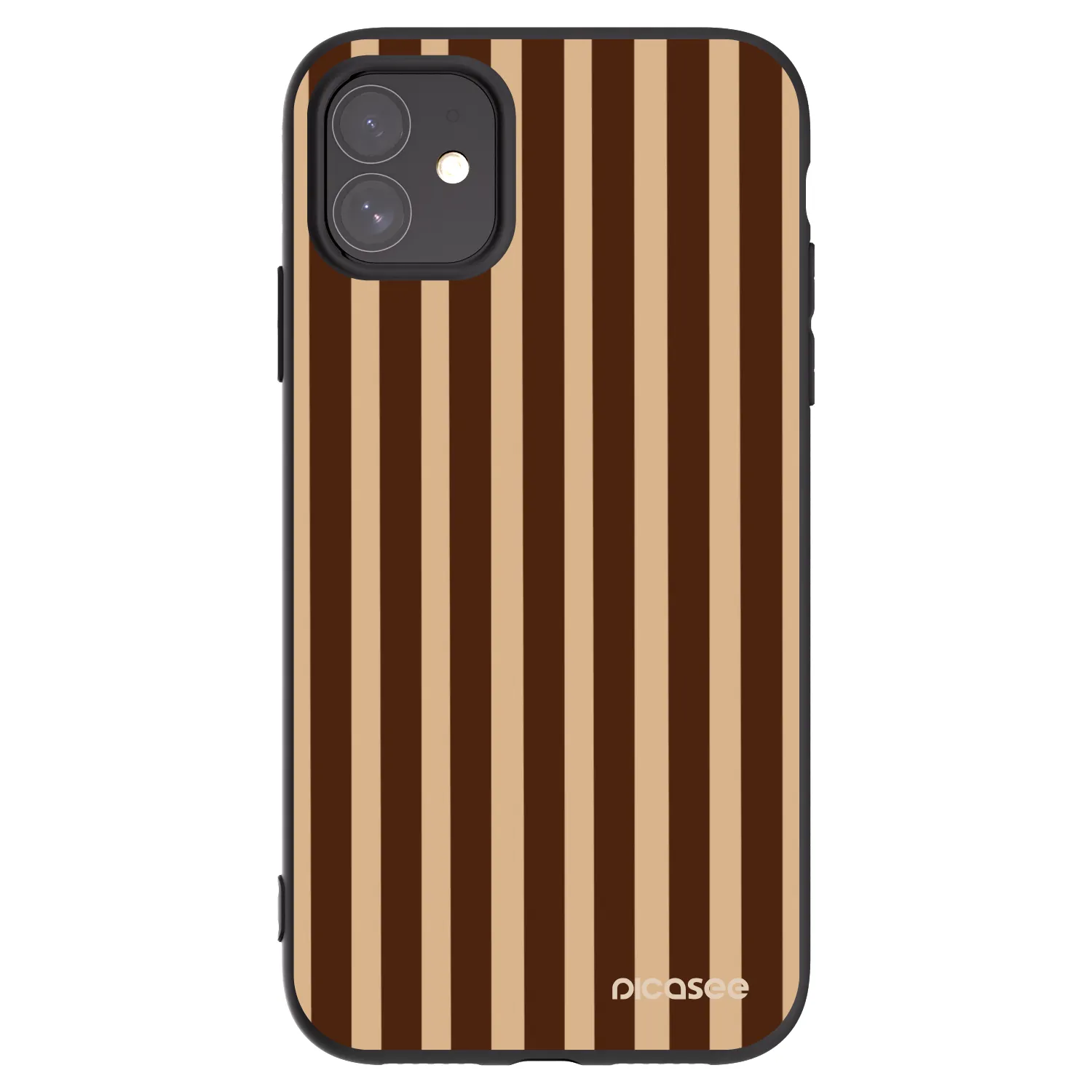 Picasee silikonowe czarne etui na Apple iPhone 11 - Brown lines