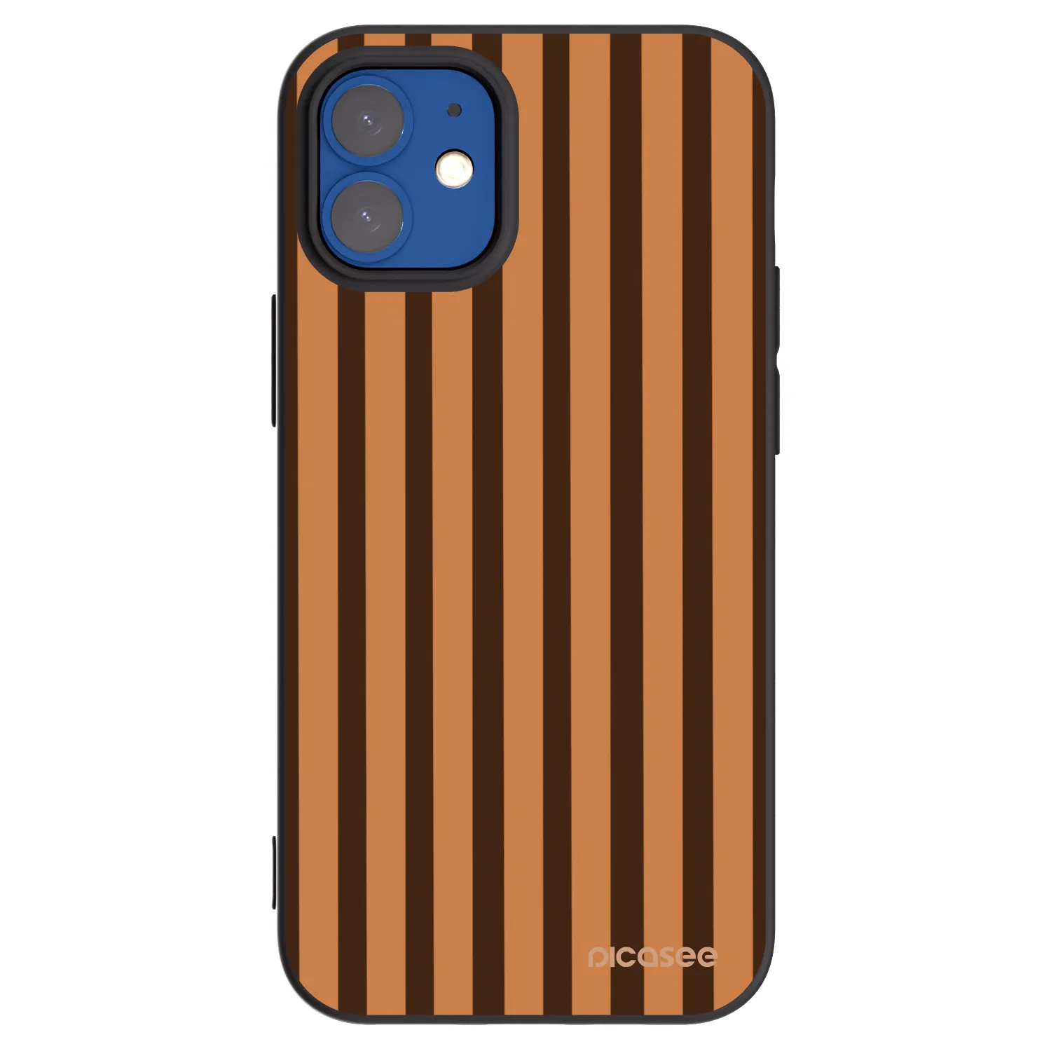 Picasee silikonowe czarne etui na Apple iPhone 12 mini - Caramel lines