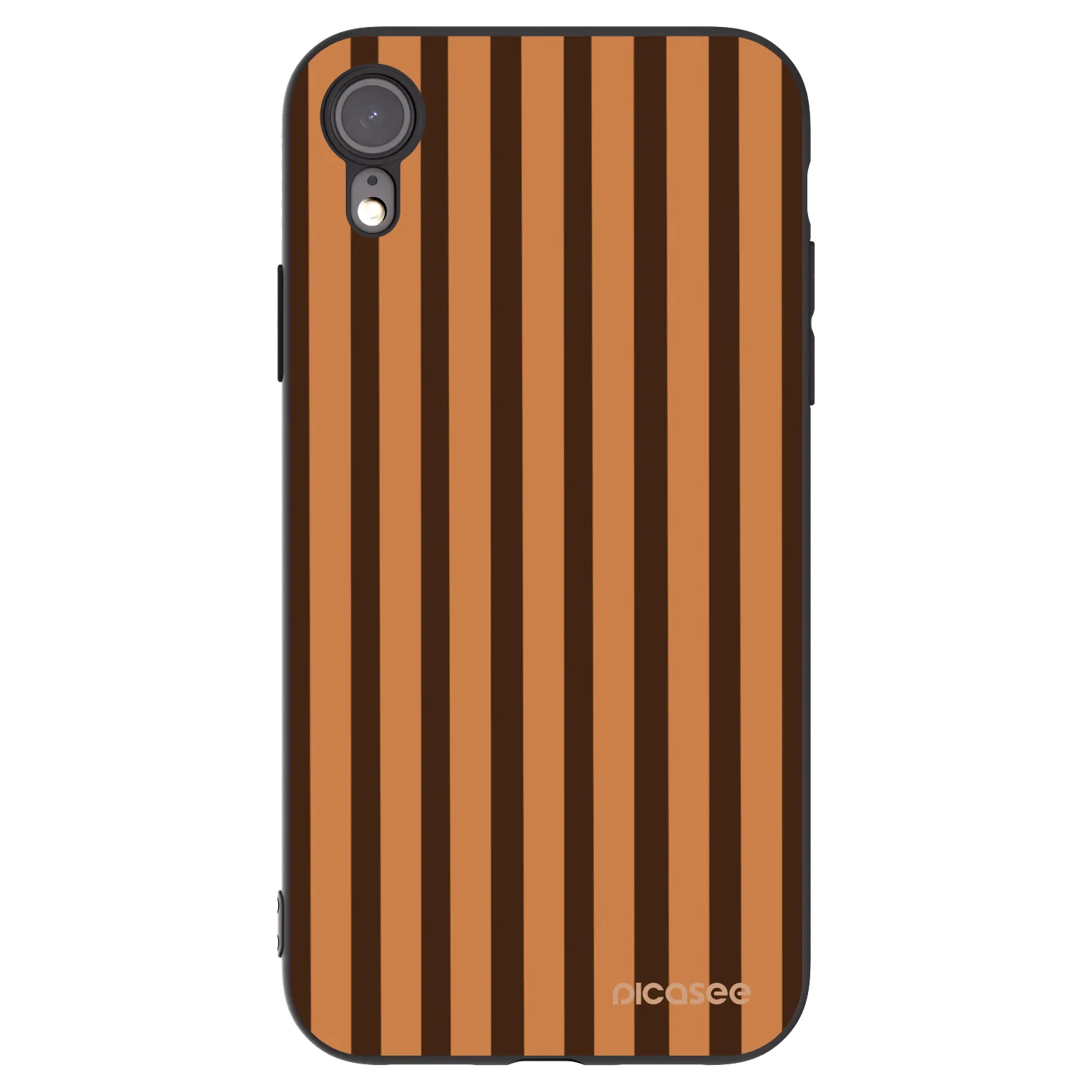 Picasee silikonowe czarne etui na Apple iPhone XR - Caramel lines