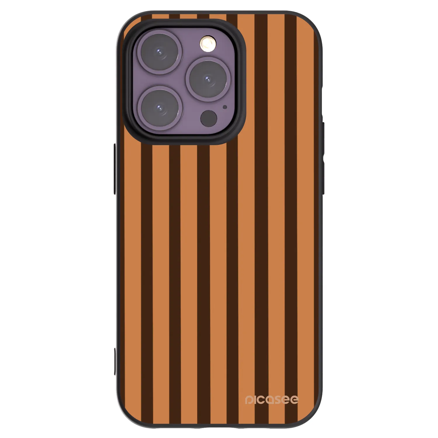 Picasee silikonowe czarne etui na Apple iPhone 14 Pro - Caramel lines
