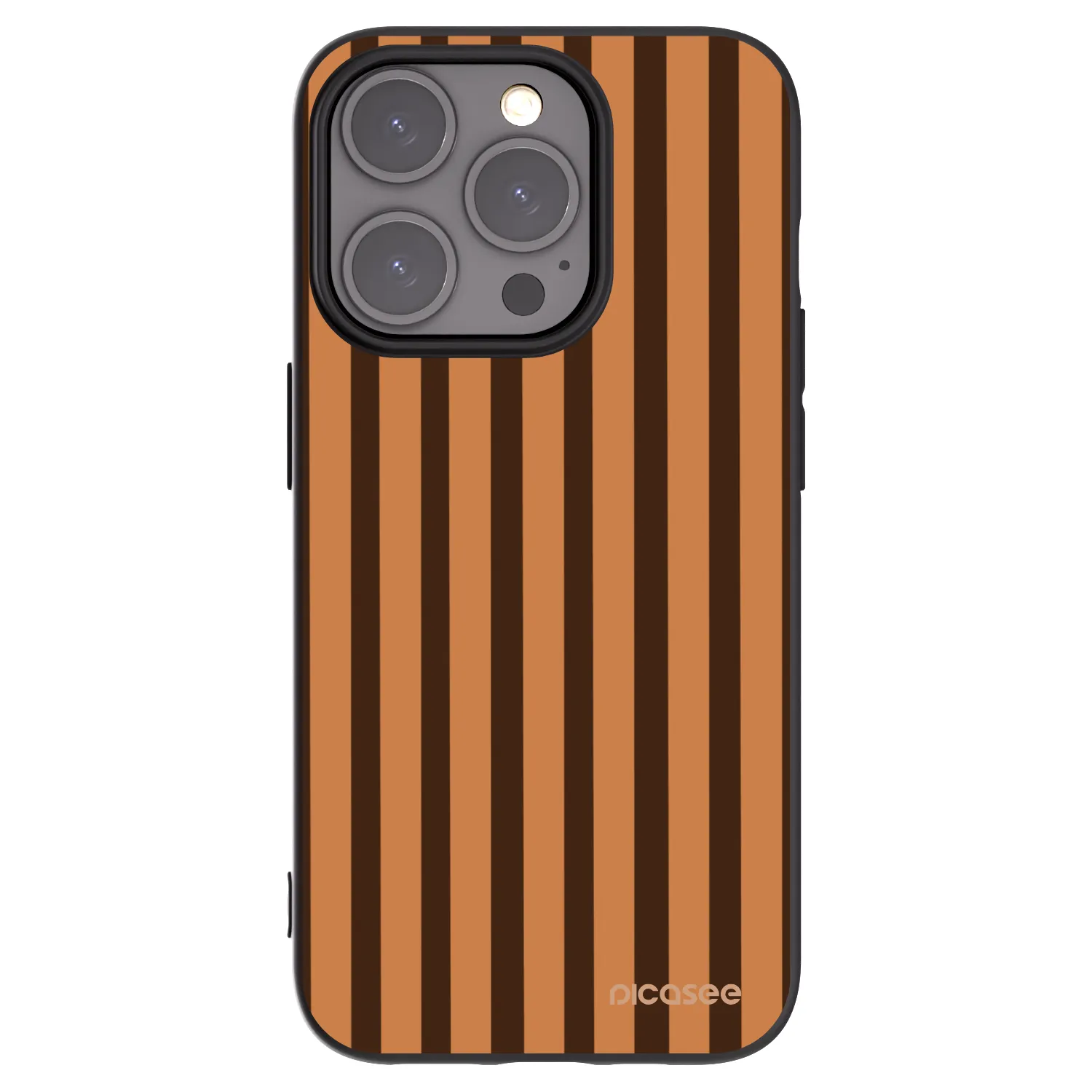 Picasee silikonowe czarne etui na Apple iPhone 15 Pro - Caramel lines