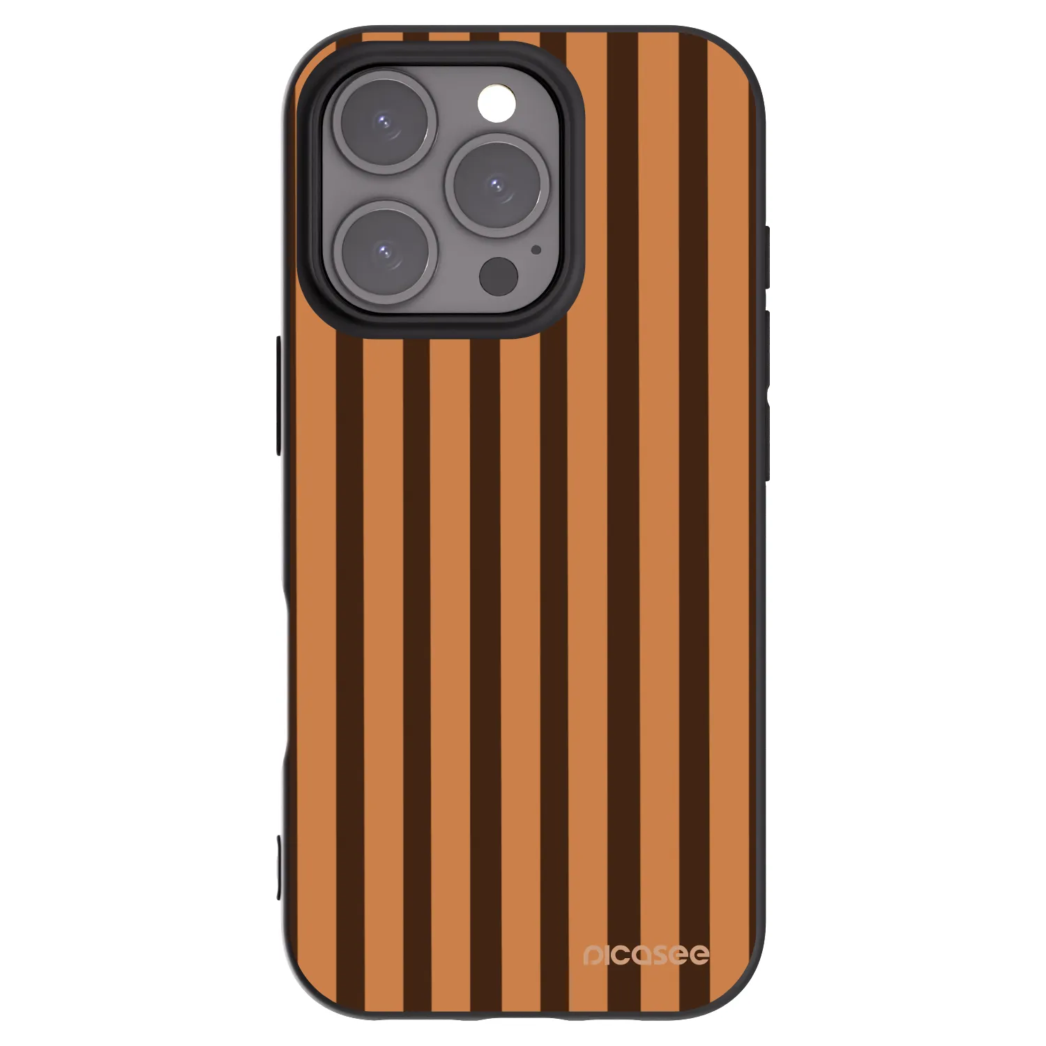 Picasee silikonowe czarne etui na Apple iPhone 16 Pro - Caramel lines