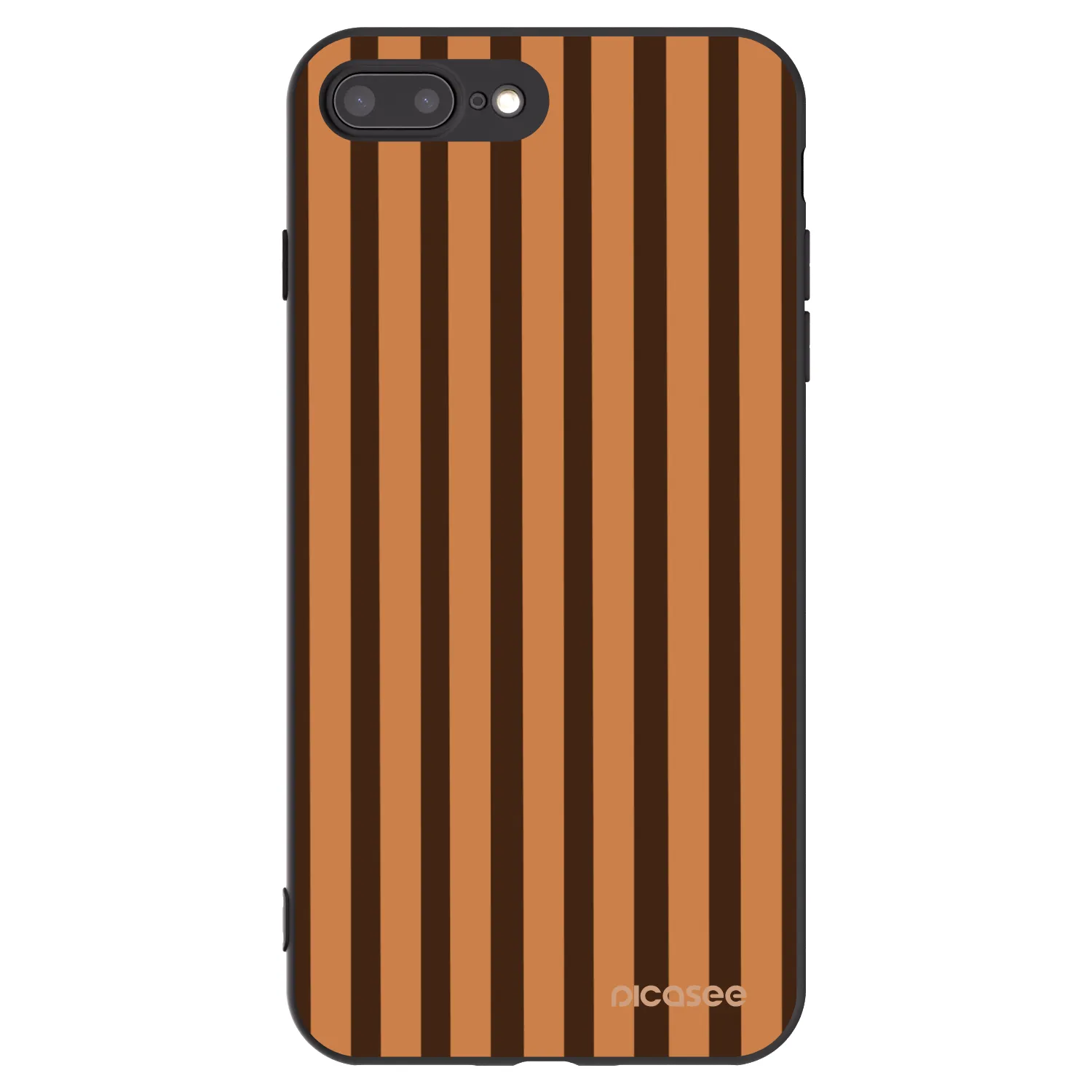 Picasee silikonowe czarne etui na Apple iPhone 8 Plus - Caramel lines