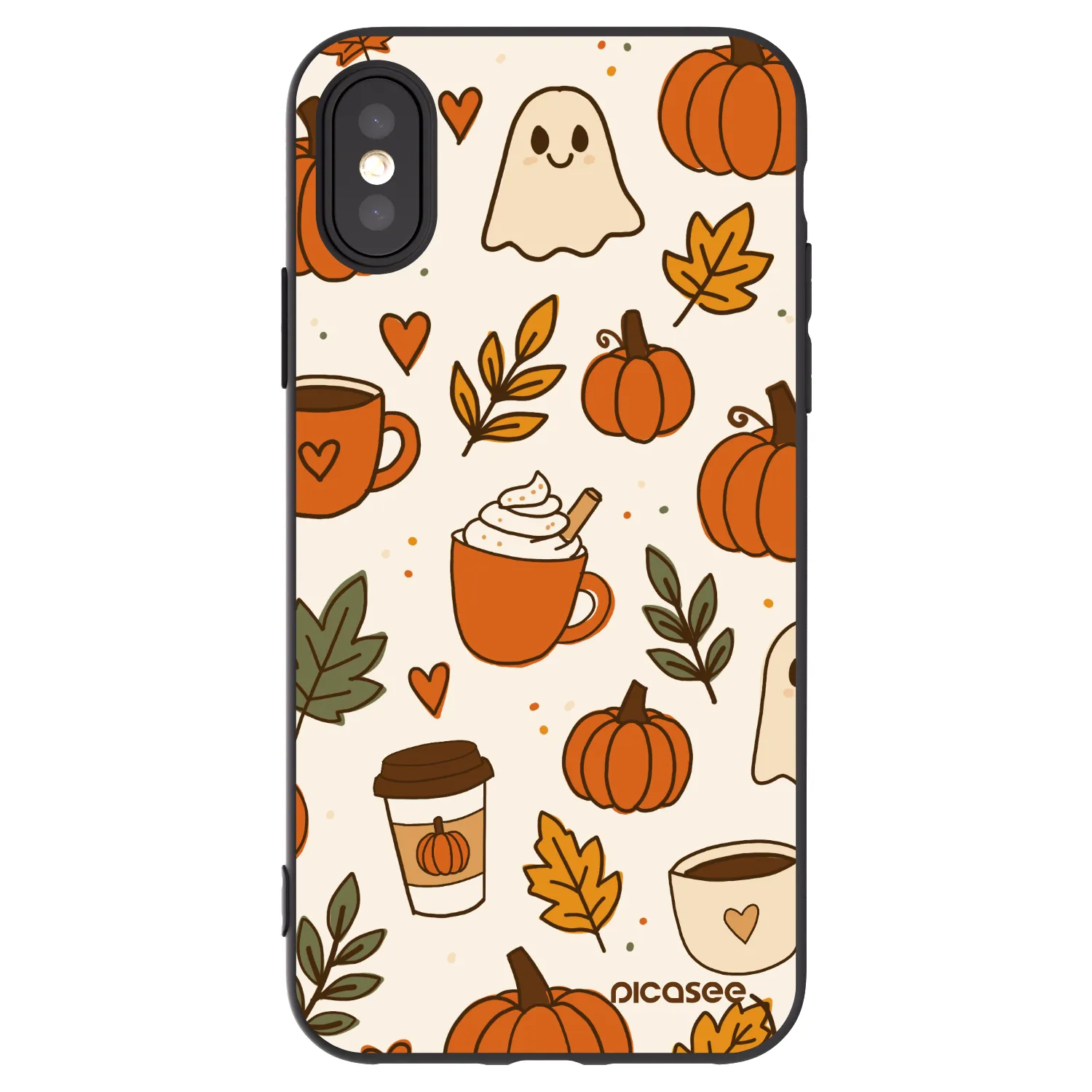 Picasee silikonowe czarne etui na Apple iPhone X/XS - Fall vibes