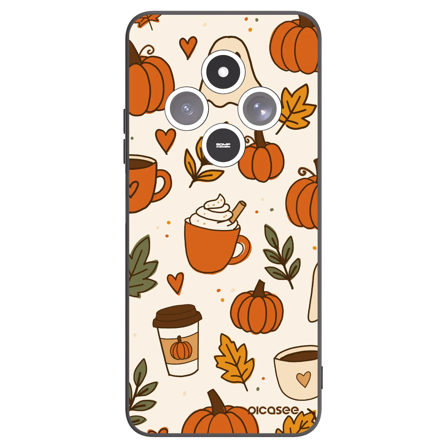 Picasee silikonowe czarne etui na Xiaomi Redmi 14C - Fall vibes