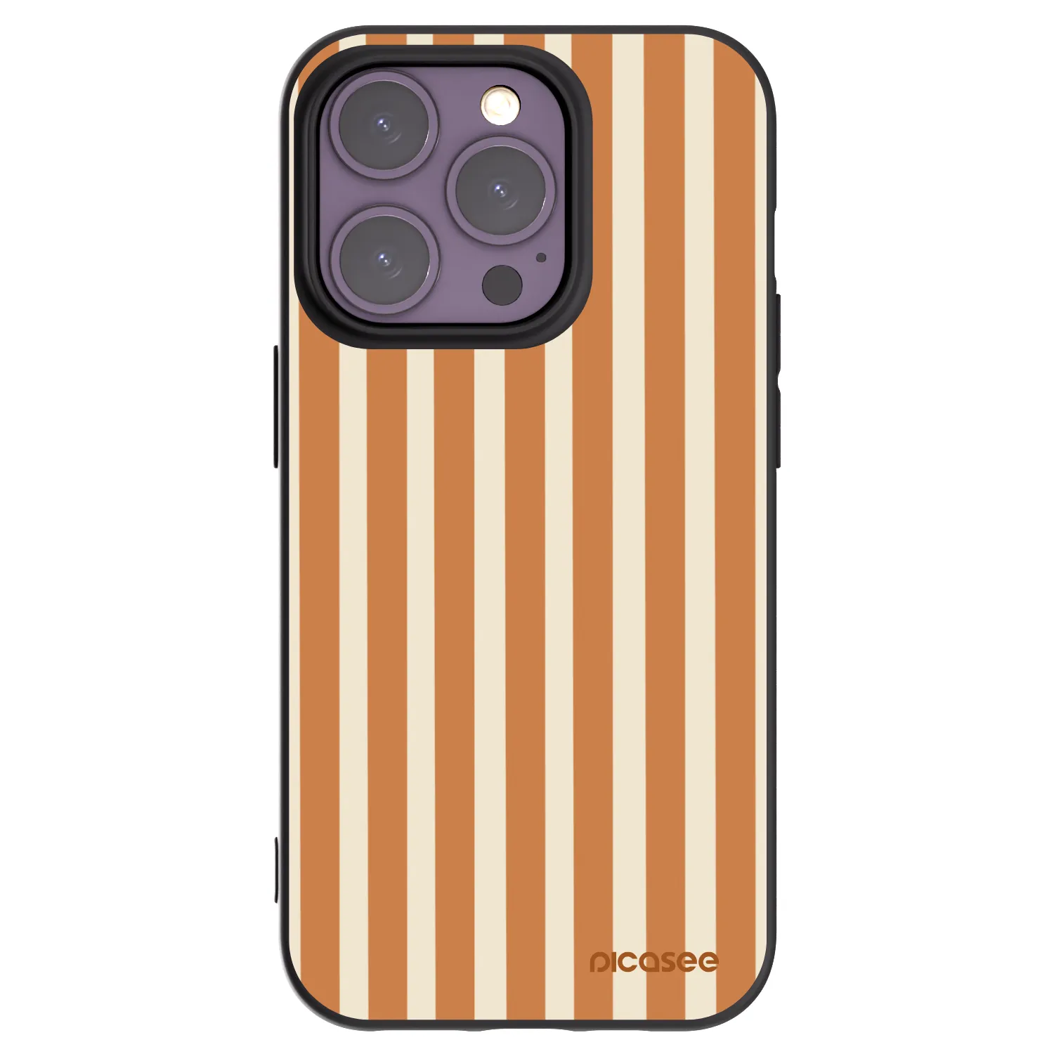 Picasee silikonowe czarne etui na Apple iPhone 14 Pro - Orange lines