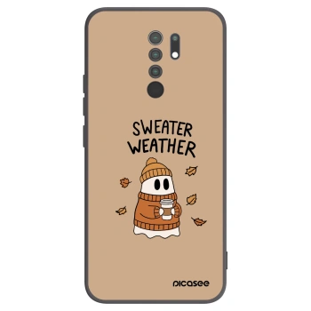 Picasee silikonowe czarne etui na Xiaomi Redmi 9 - Sweater ghost
