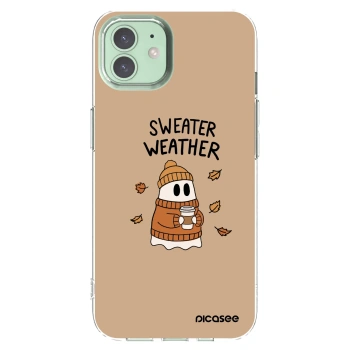 Picasee silikonowe przeźroczyste etui na Apple iPhone 12 - Sweater ghost