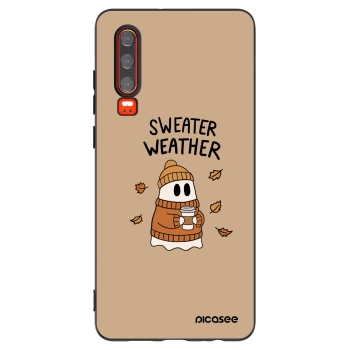 Picasee silikonowe czarne etui na Huawei P30 - Sweater ghost