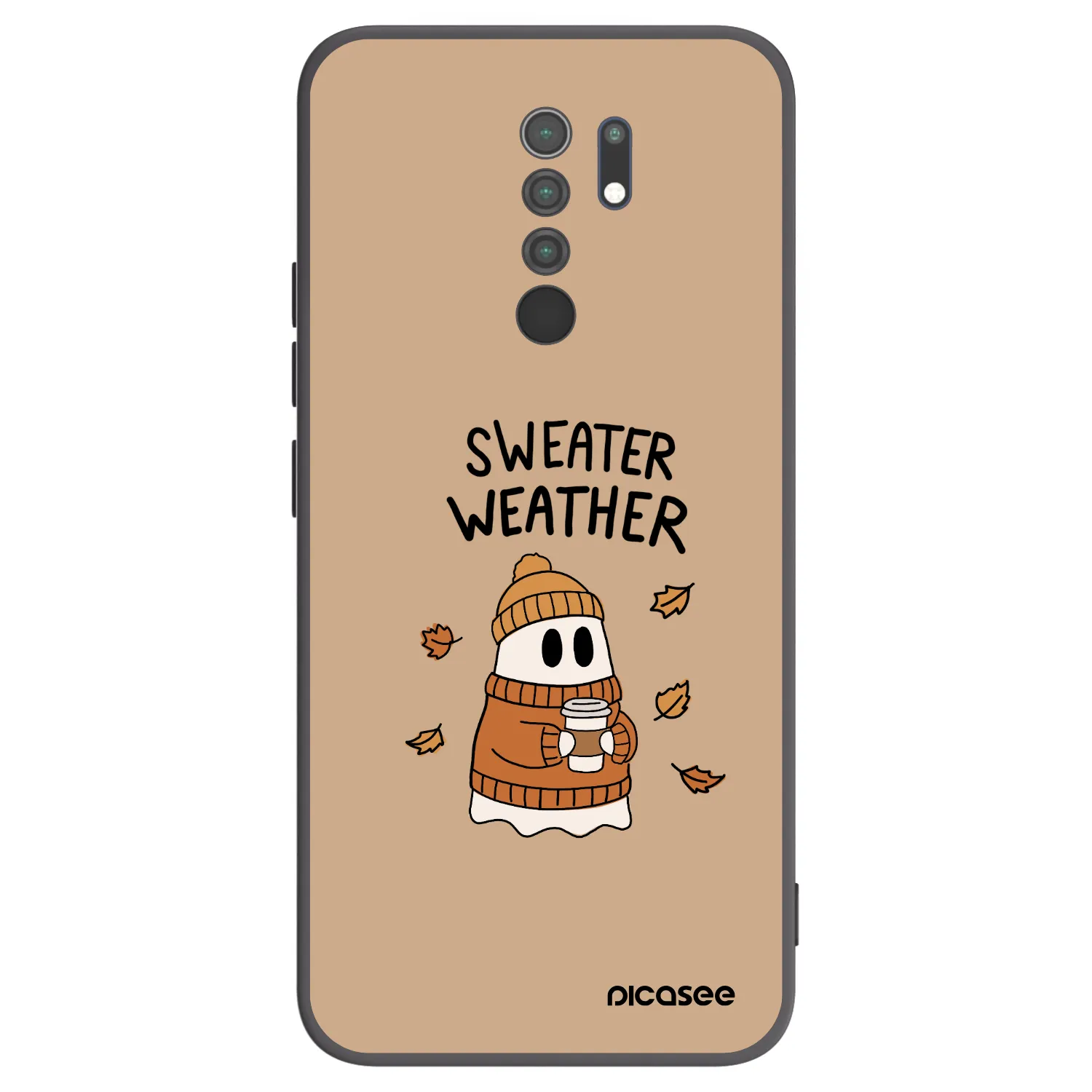 Picasee silikonowe czarne etui na Xiaomi Redmi 9 - Sweater ghost