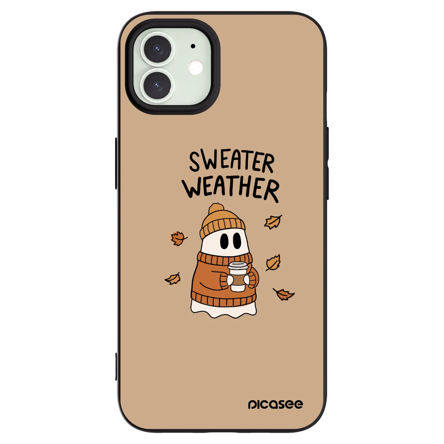 Picasee silikonowe czarne etui na Apple iPhone 12 Pro - Sweater ghost