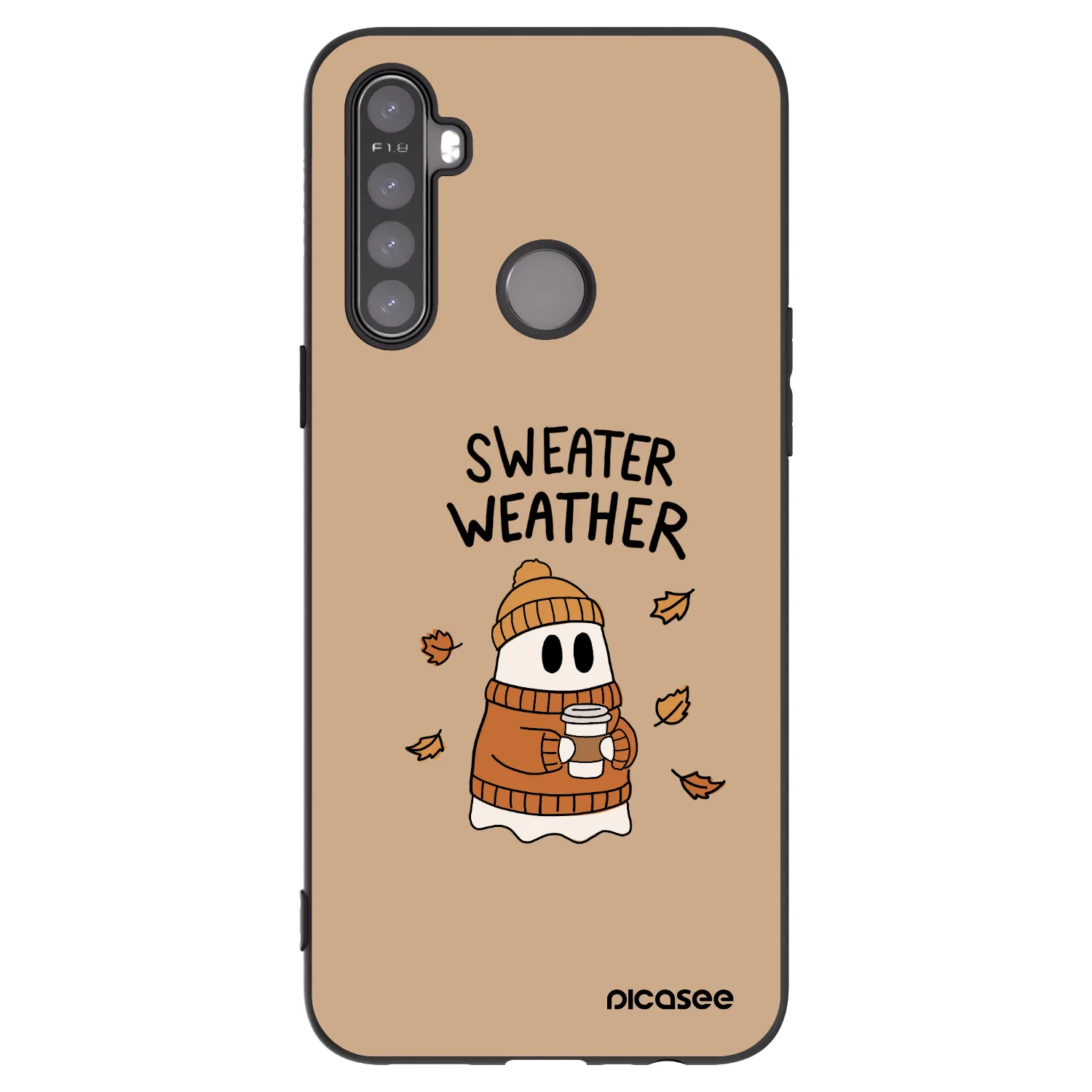 Picasee silikonowe czarne etui na Realme 5 - Sweater ghost