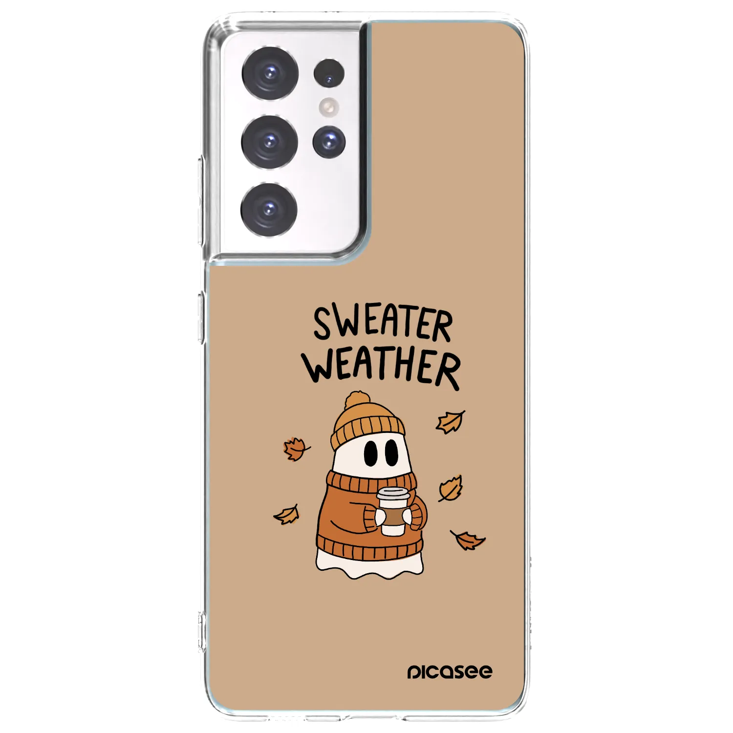 Picasee silikonowe przeźroczyste etui na Samsung Galaxy S21 Ultra 5G G998B - Sweater ghost