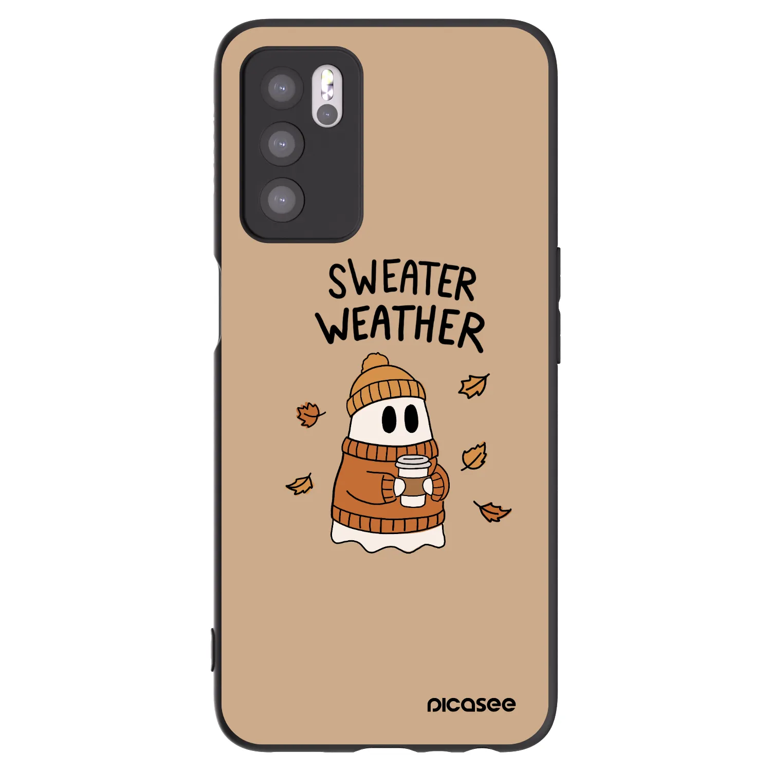 Picasee silikonowe czarne etui na OPPO A16s - Sweater ghost