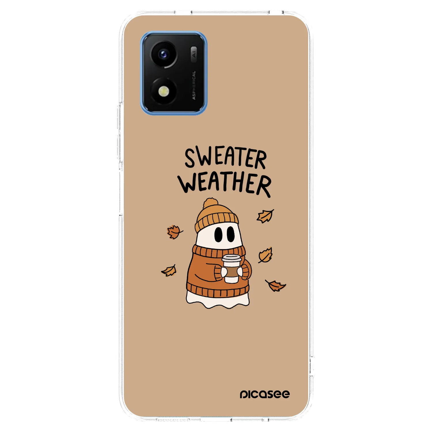 Picasee silikonowe przeźroczyste etui na Vivo Y01 - Sweater ghost