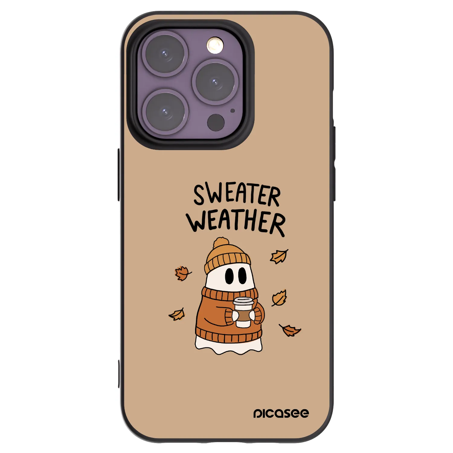 Picasee silikonowe czarne etui na Apple iPhone 14 Pro - Sweater ghost