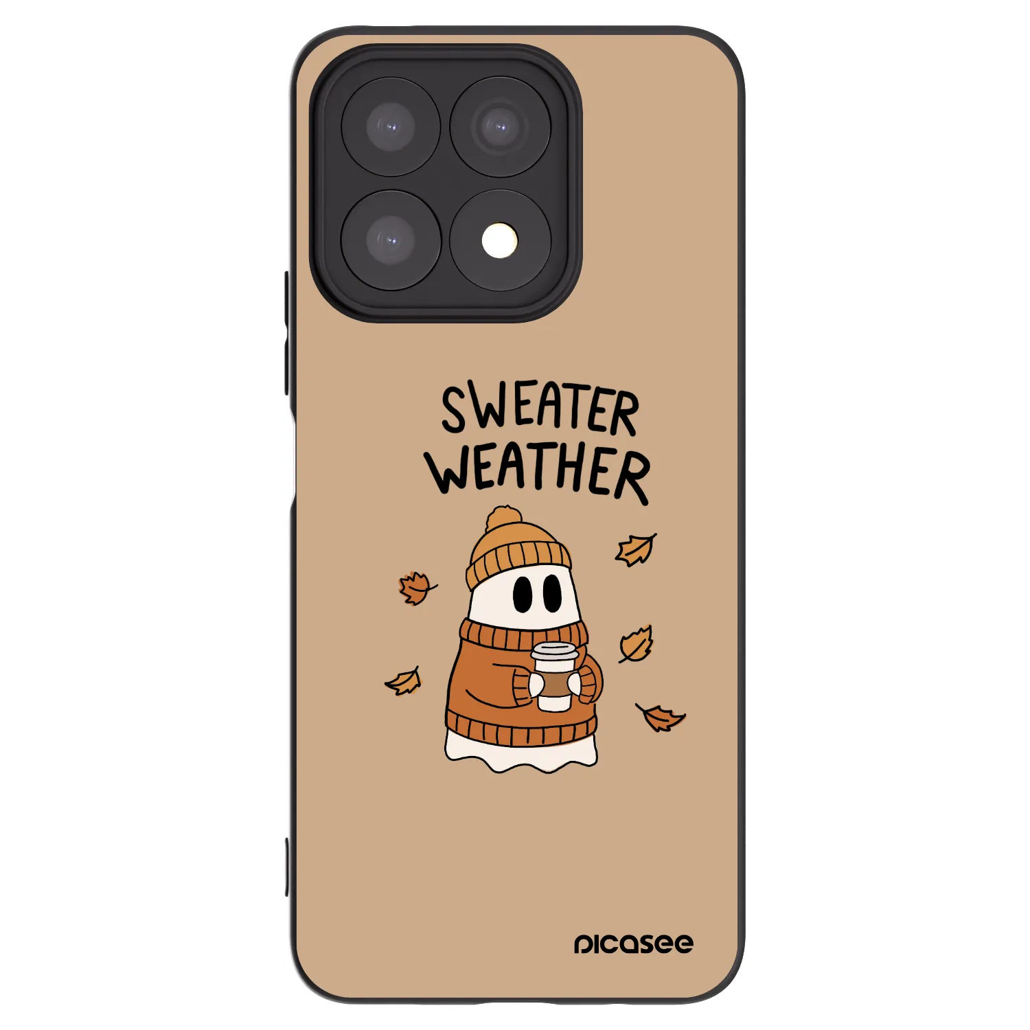 Picasee silikonowe czarne etui na Honor X8a - Sweater ghost