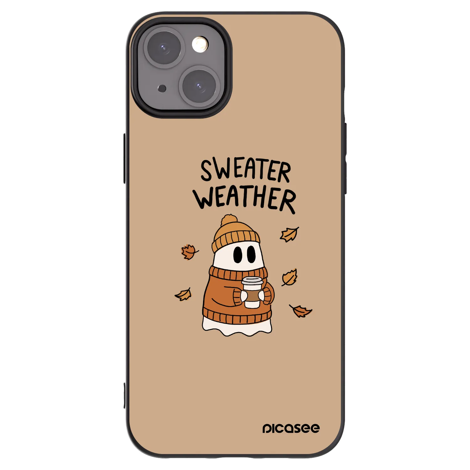 Picasee silikonowe czarne etui na Apple iPhone 15 Plus - Sweater ghost