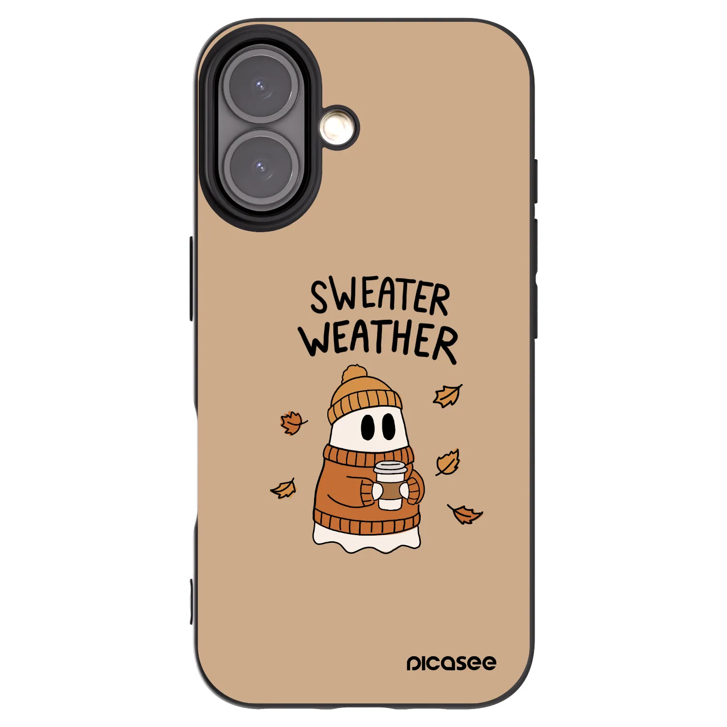 Picasee silikonowe czarne etui na Apple iPhone 16 - Sweater ghost