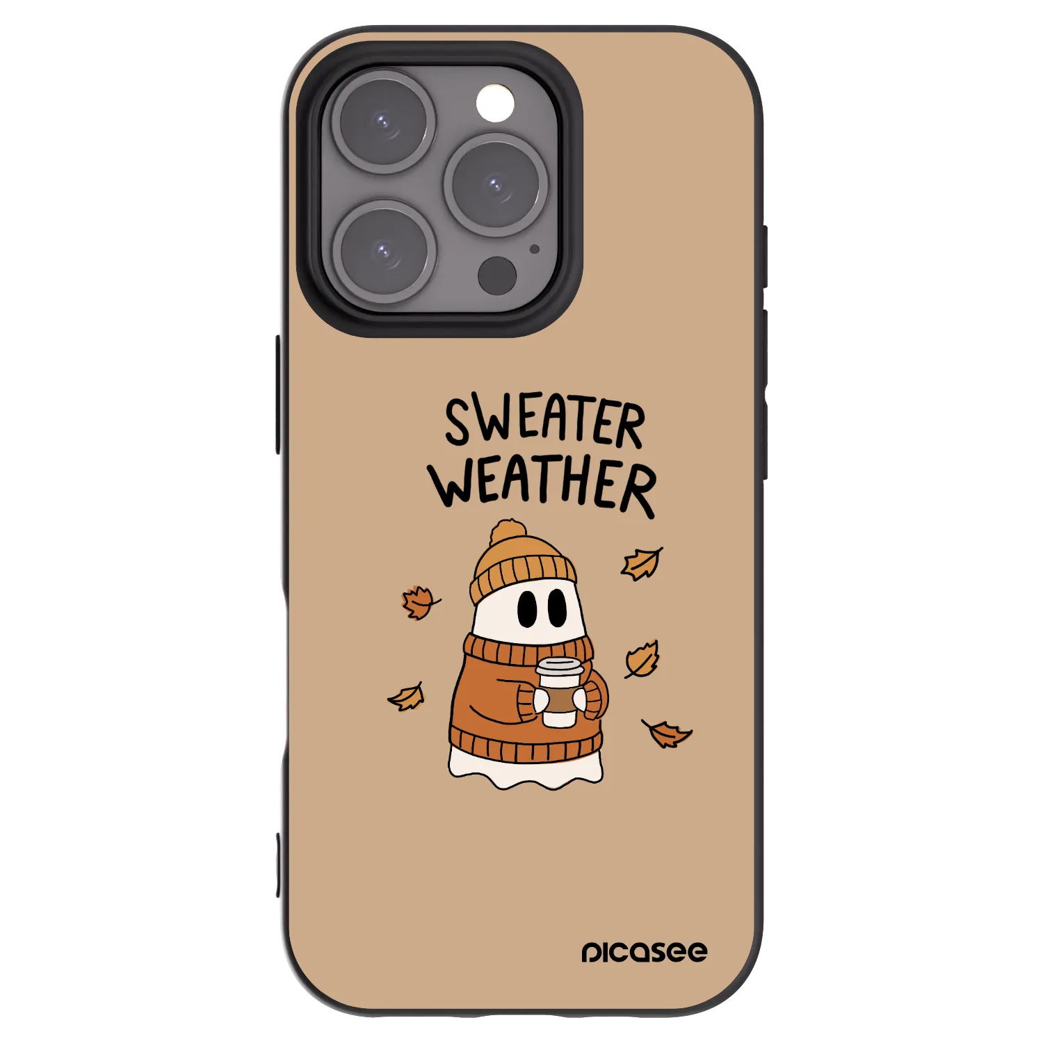 Picasee silikonowe czarne etui na Apple iPhone 16 Pro - Sweater ghost