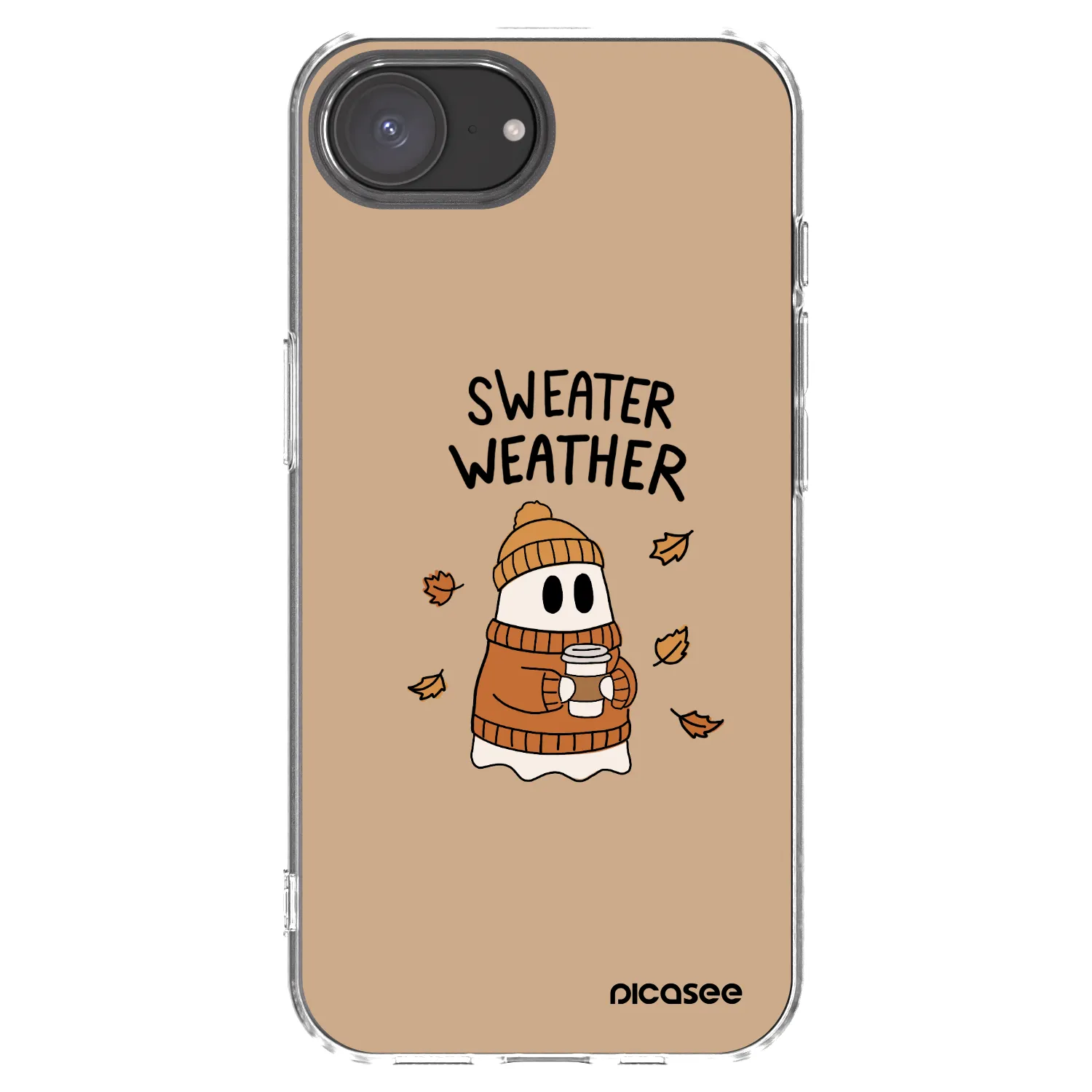 Picasee silikonowe przeźroczyste etui na Apple iPhone 16e - Sweater ghost