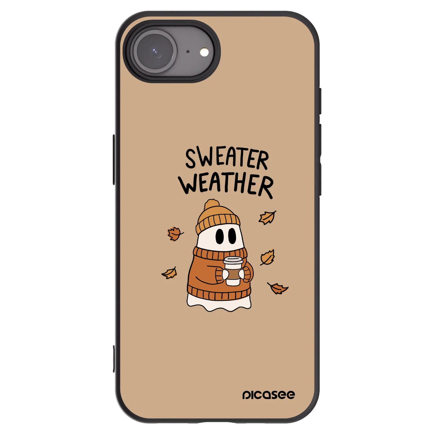 Picasee silikonowe czarne etui na Apple iPhone 16e - Sweater ghost