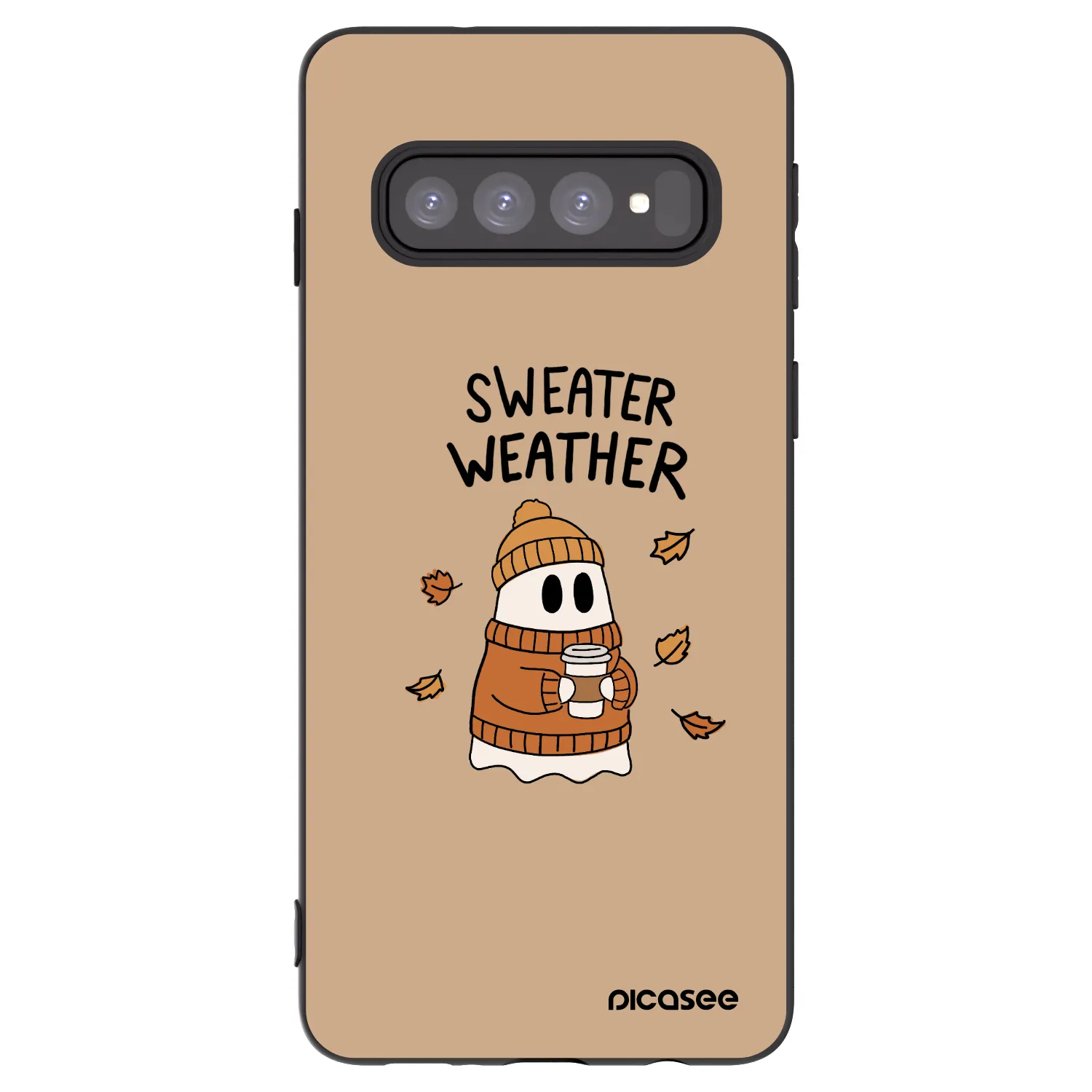 Picasee silikonowe czarne etui na Samsung Galaxy S10 G973 - Sweater ghost