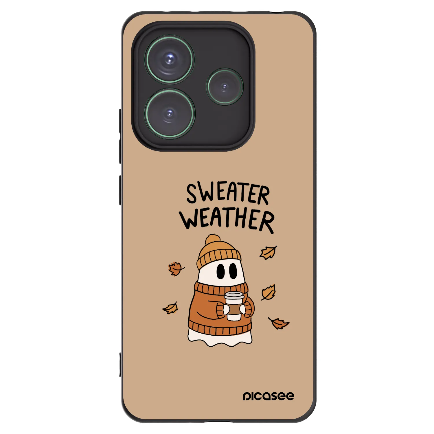 Picasee silikonowe czarne etui na Xiaomi Redmi Note 14 5G - Sweater ghost