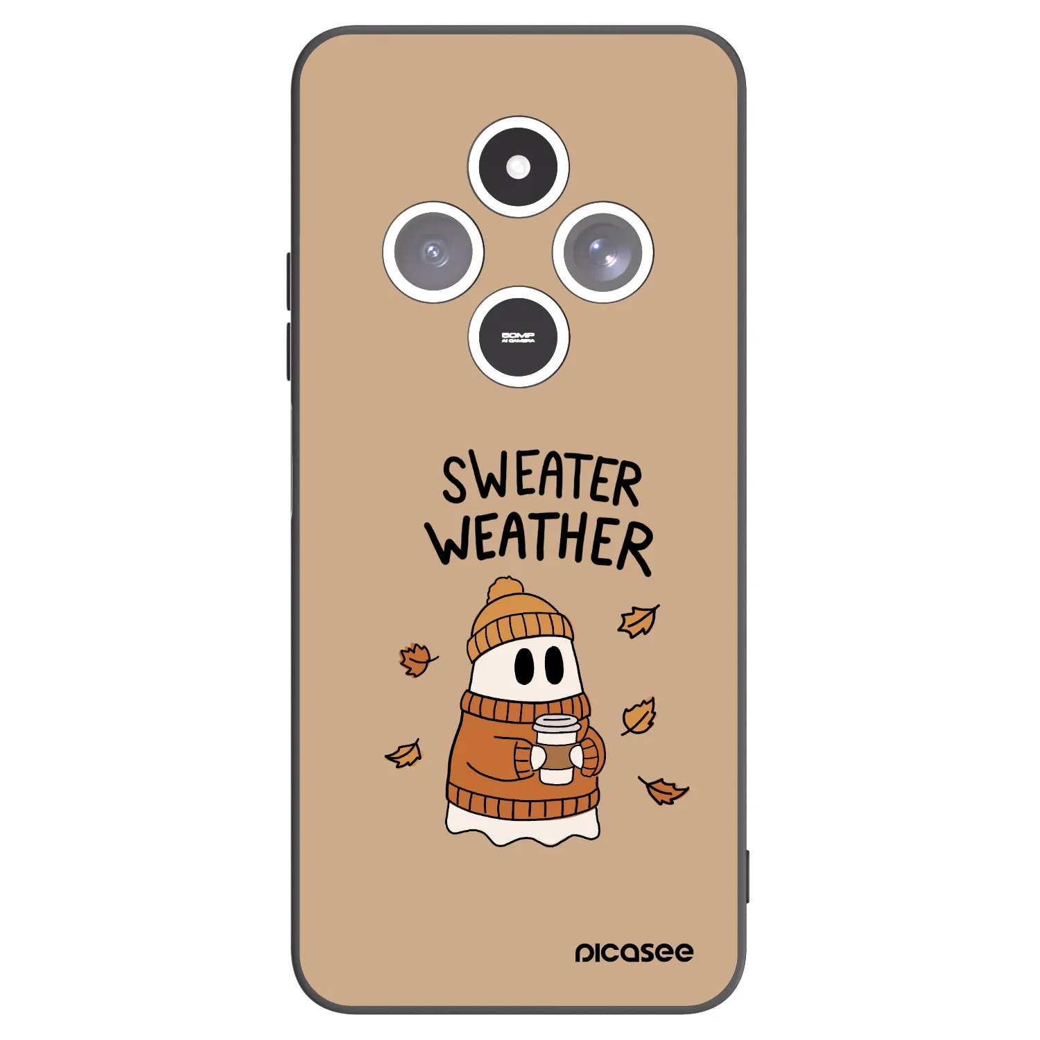 Picasee silikonowe czarne etui na Xiaomi Redmi 14C - Sweater ghost