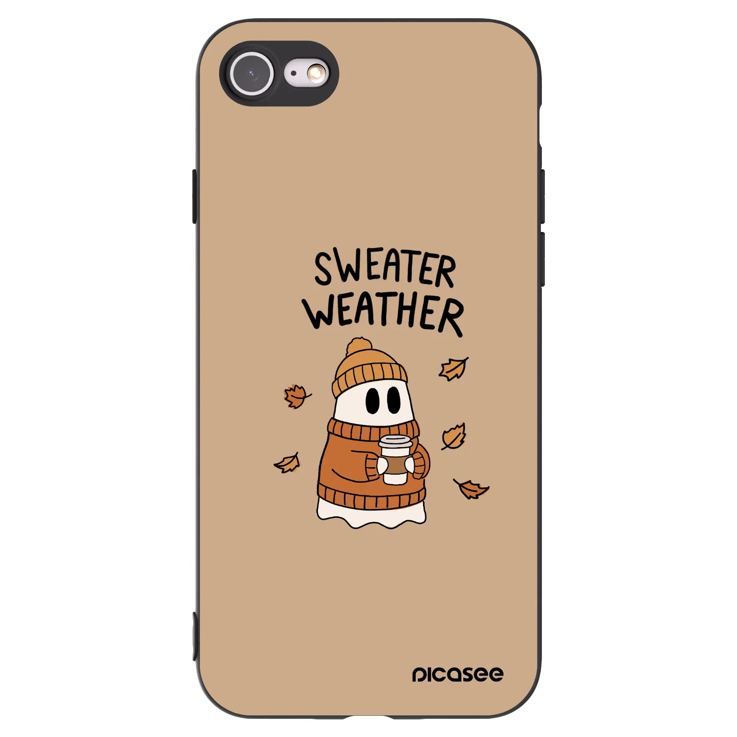 Picasee silikonowe czarne etui na Apple iPhone SE 2020 - Sweater ghost