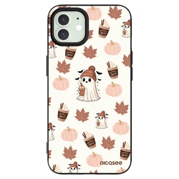 Picasee silikonowe czarne etui na Apple iPhone 12 - Pumpkin spice