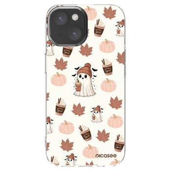 Picasee silikonowe przeźroczyste etui na Apple iPhone 15 - Pumpkin spice