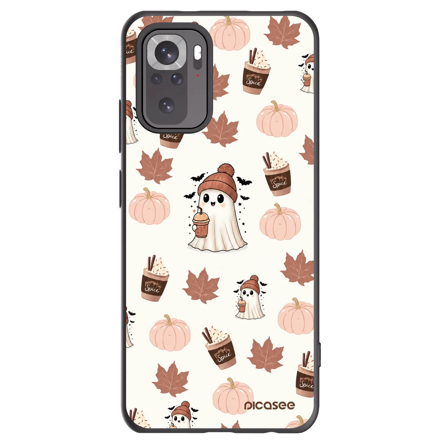Picasee silikonowe czarne etui na Xiaomi Redmi Note 10 - Pumpkin spice