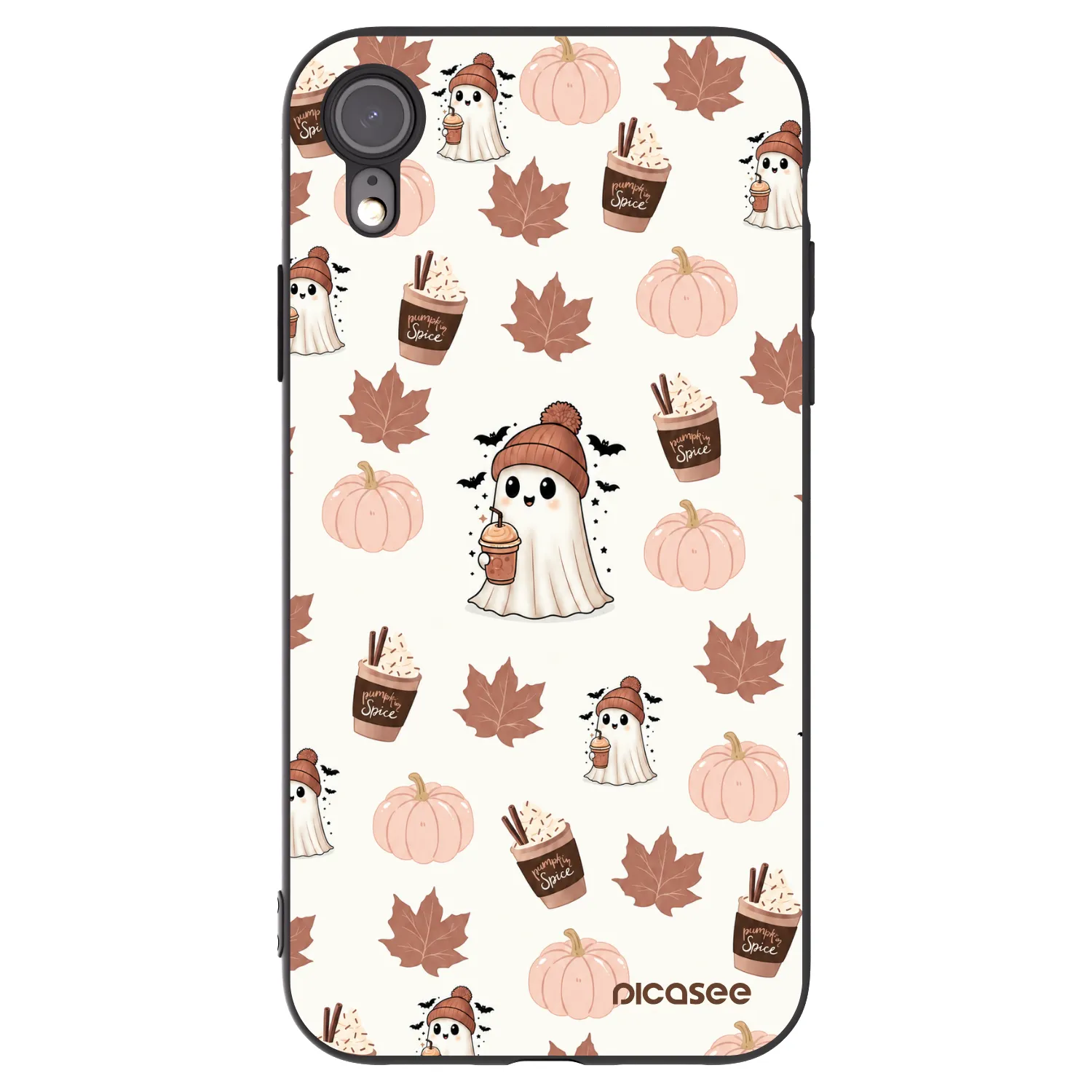 Picasee silikonowe czarne etui na Apple iPhone XR - Pumpkin spice