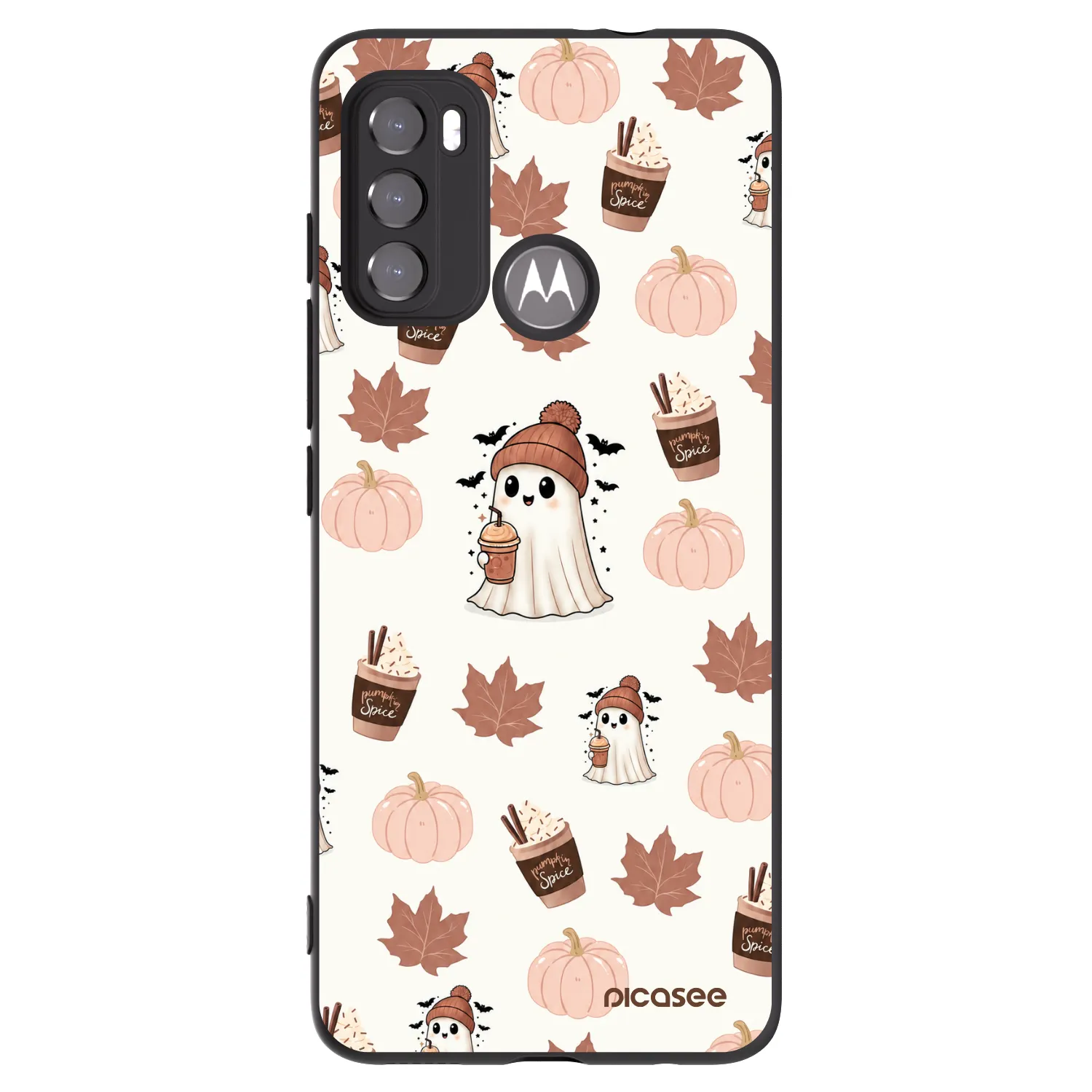Picasee silikonowe czarne etui na Motorola Moto G60 - Pumpkin spice