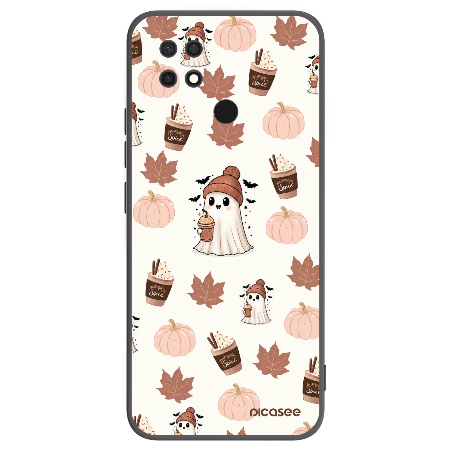 Picasee silikonowe czarne etui na Xiaomi Redmi 10C - Pumpkin spice