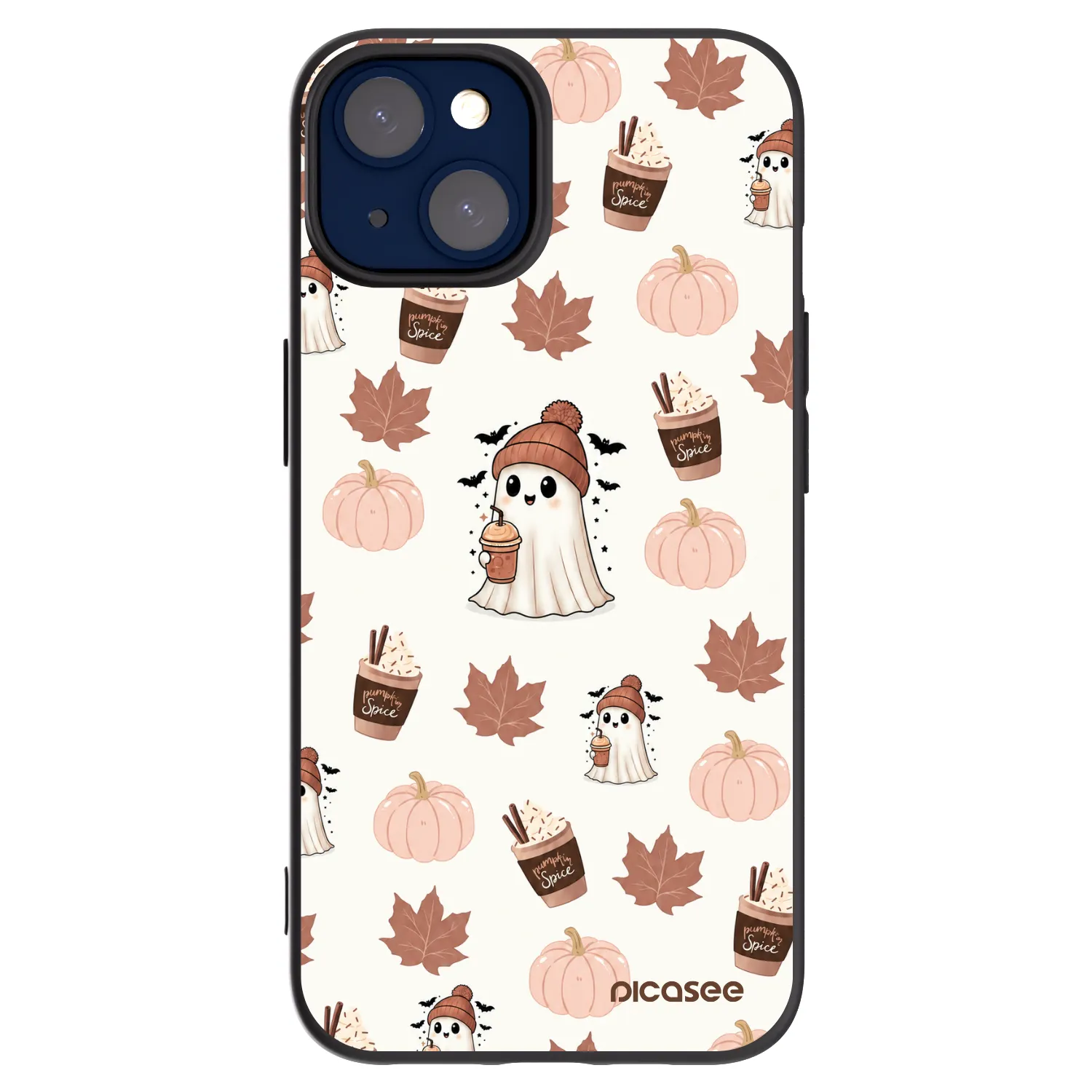 Picasee silikonowe czarne etui na Apple iPhone 14 - Pumpkin spice