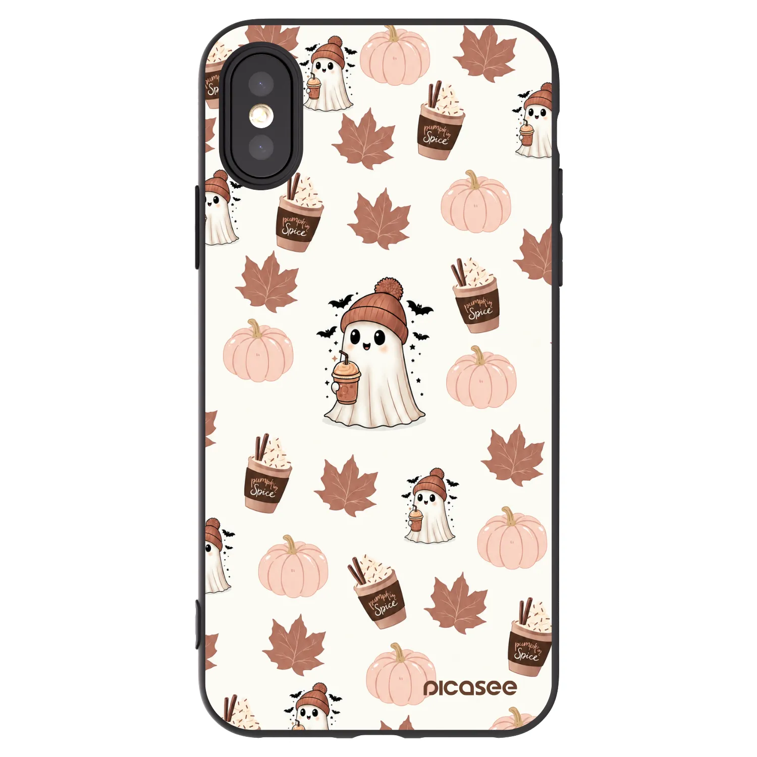 Picasee silikonowe czarne etui na Apple iPhone X/XS - Pumpkin spice