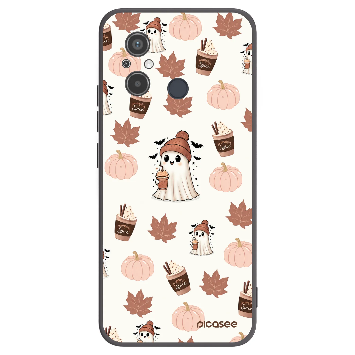 Picasee silikonowe czarne etui na Xiaomi Redmi 12C - Pumpkin spice