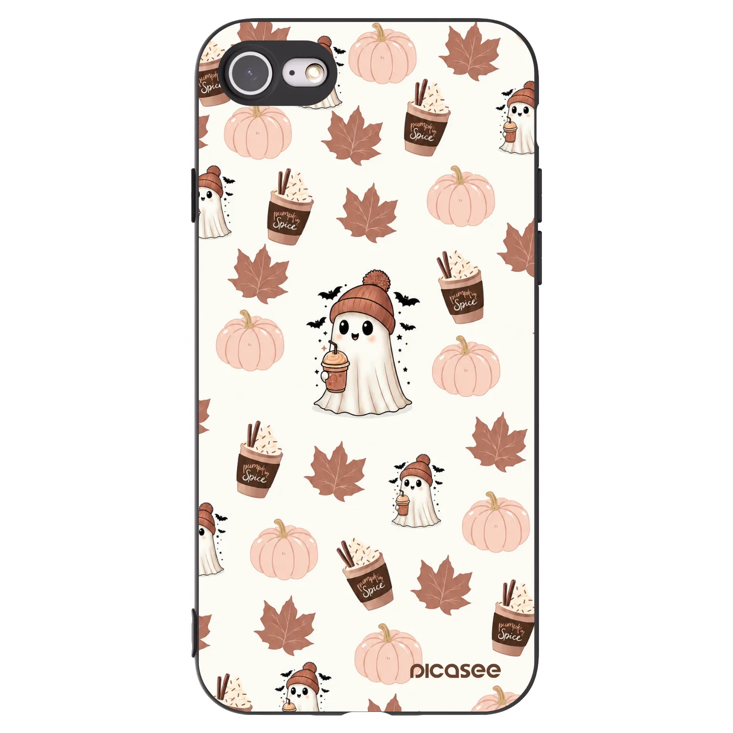 Picasee silikonowe czarne etui na Apple iPhone 8 - Pumpkin spice