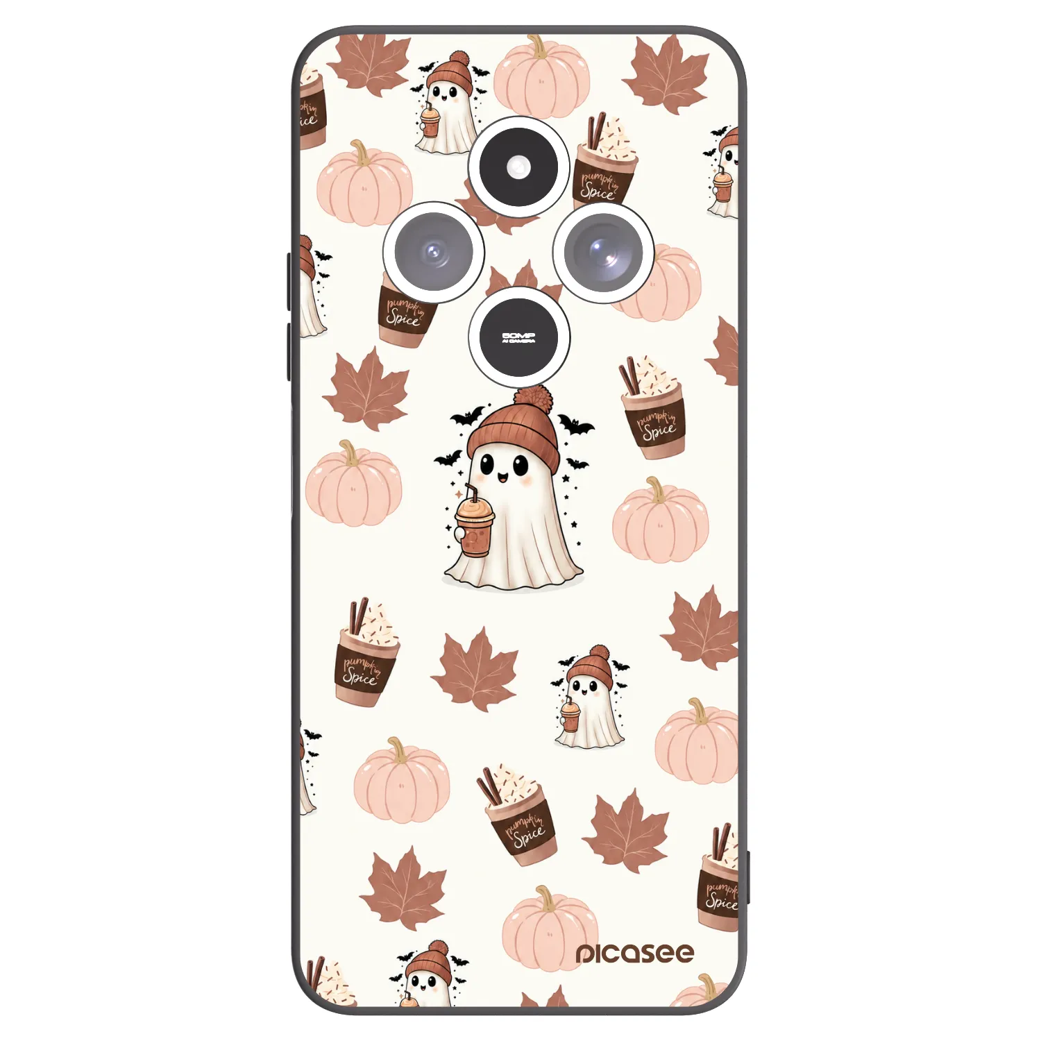 Picasee silikonowe czarne etui na Xiaomi Redmi 14C - Pumpkin spice