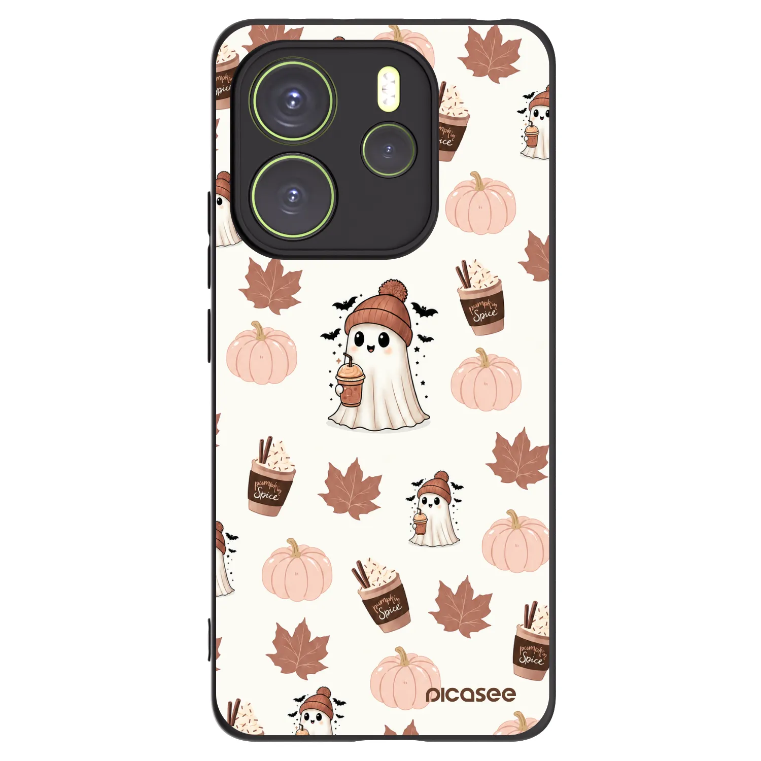 Picasee silikonowe czarne etui na Xiaomi Redmi Note 14 4G - Pumpkin spice