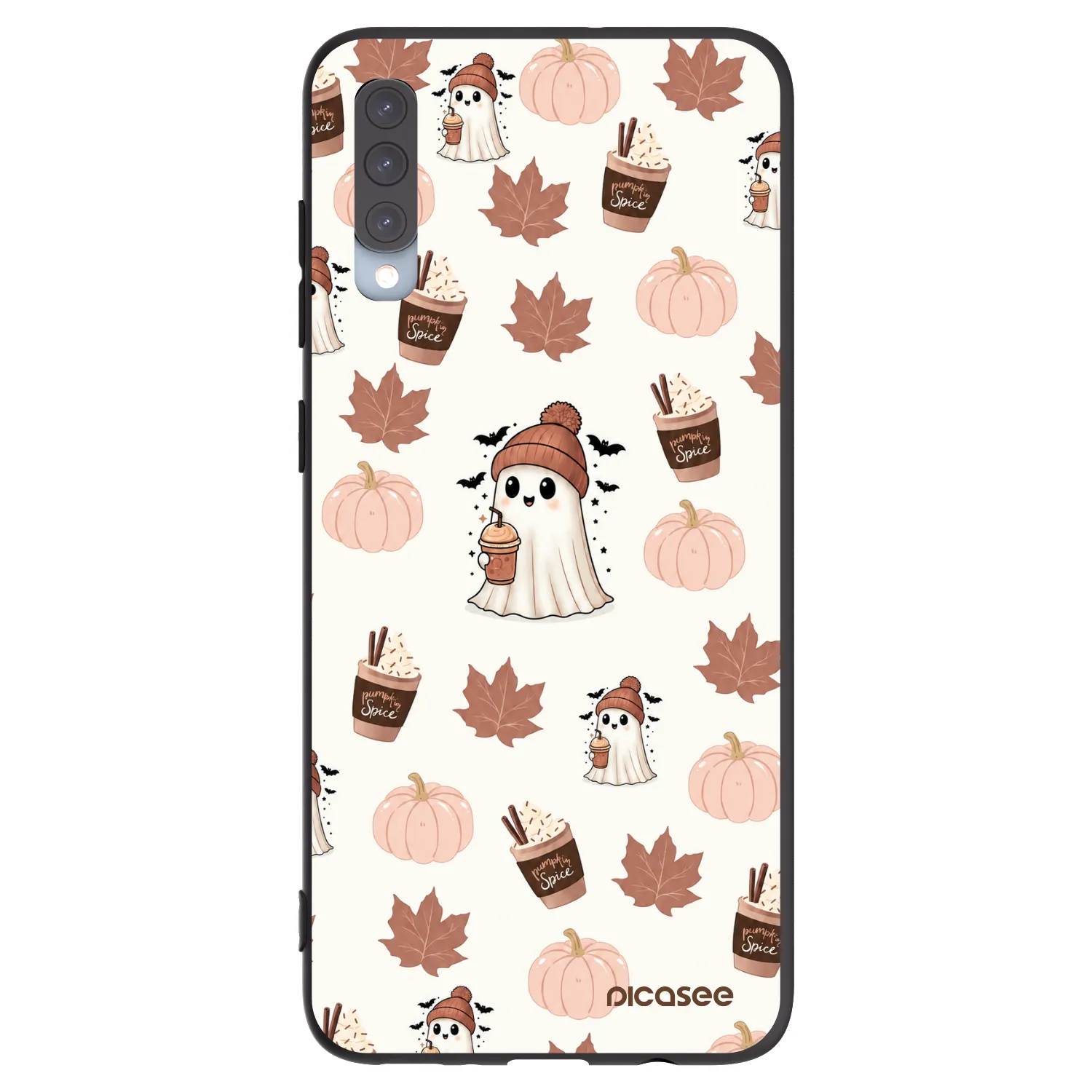 Picasee silikonowe czarne etui na Samsung Galaxy A70 A705F - Pumpkin spice