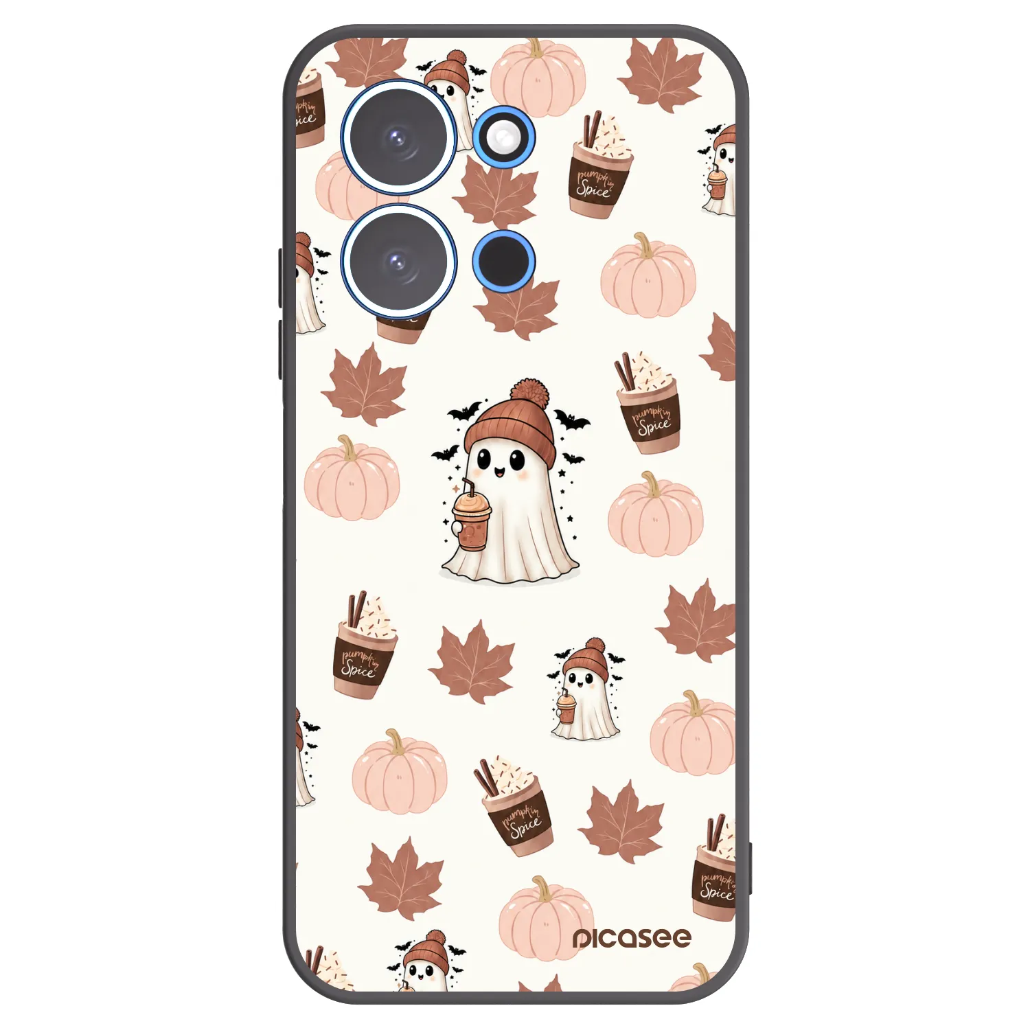 Picasee silikonowe czarne etui na Xiaomi Redmi 15C 4G - Pumpkin spice