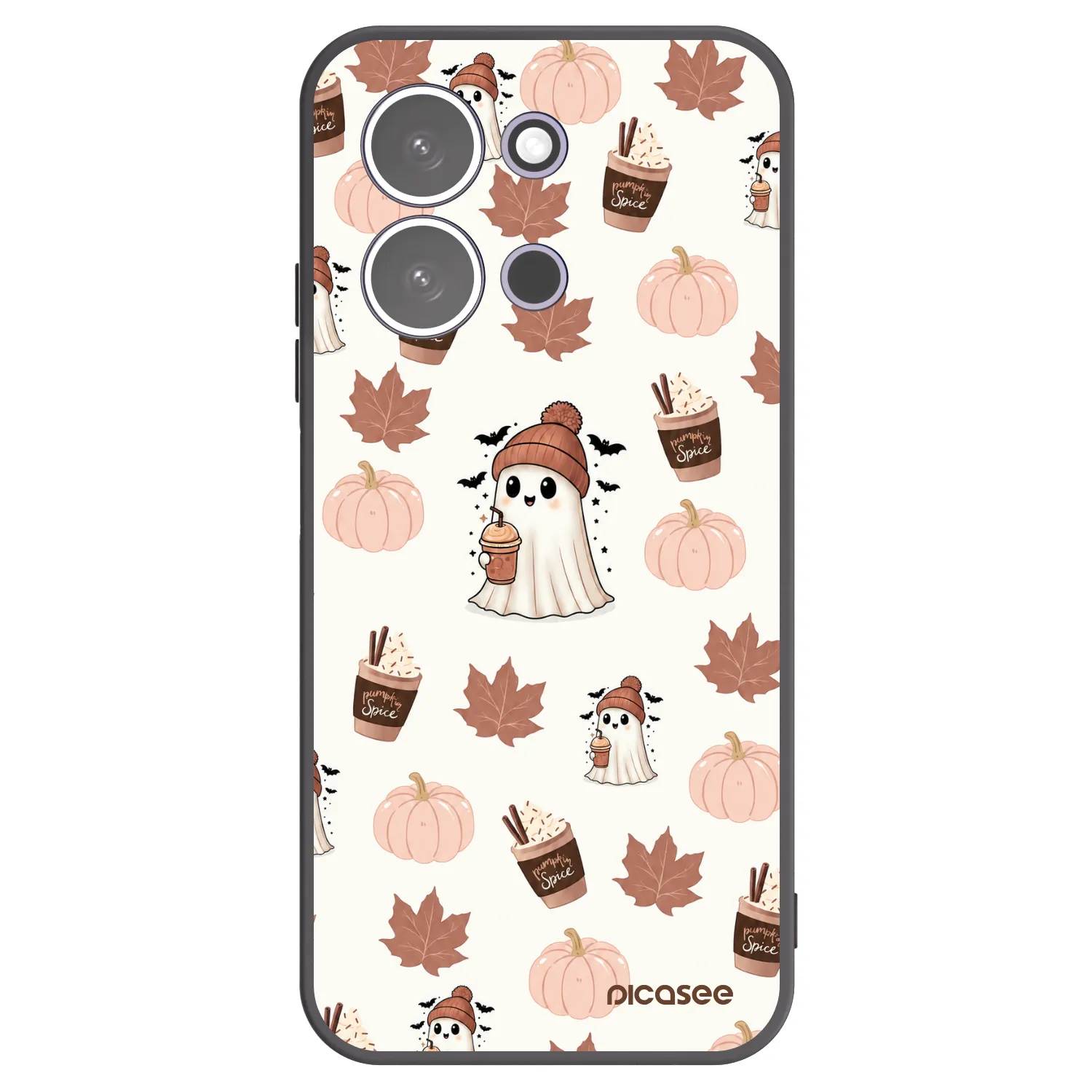 Picasee silikonowe czarne etui na Xiaomi Redmi 15C 5G - Pumpkin spice