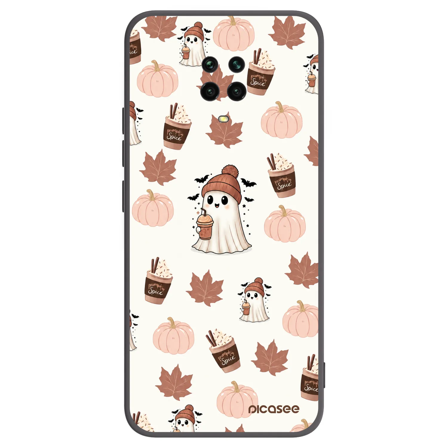 Picasee silikonowe czarne etui na Xiaomi Redmi Note 9 Pro - Pumpkin spice