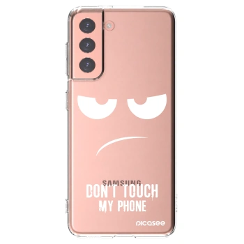 Picasee silikonowe przeźroczyste etui na Samsung Galaxy S21 5G G991B - Don't Touch My Phone
